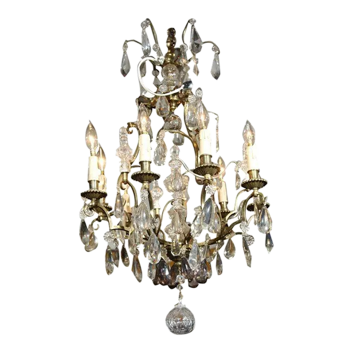 Bronze and Crystal Chandelier