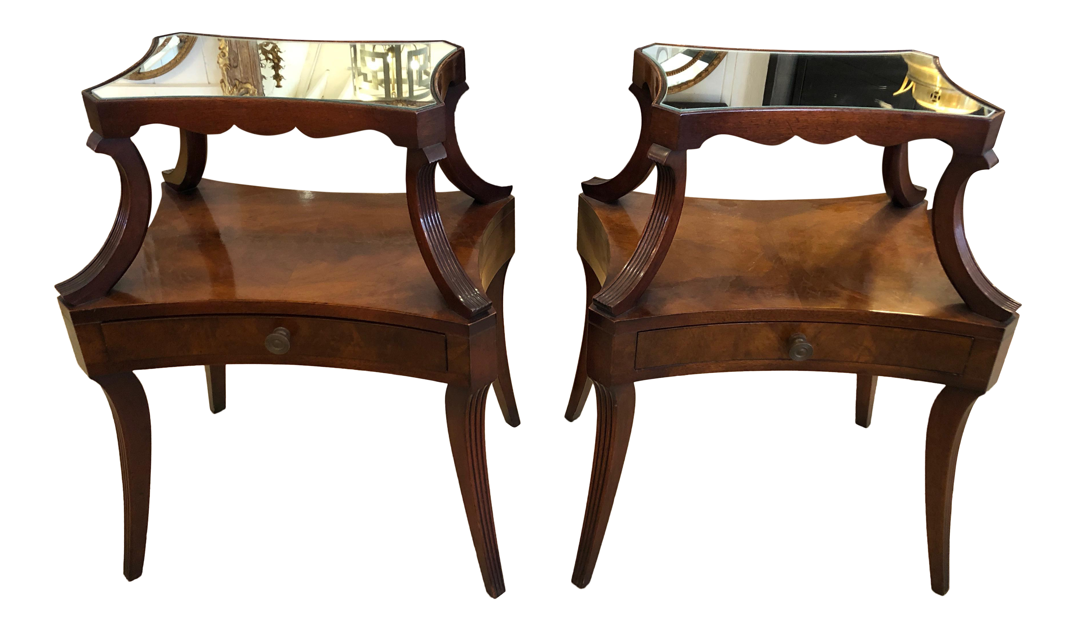1930s Traditional Grosfeld House Crotch Mahogany 2 Tier Nightstand A Pair Chairish