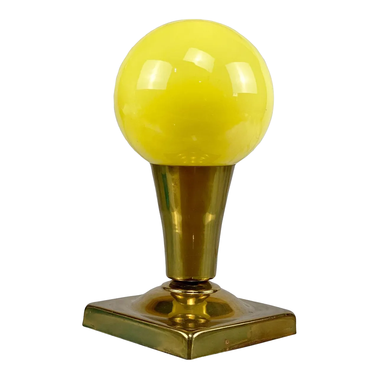 Vintage Art Deco Yellow Orb Brass Table Lamp Chairish