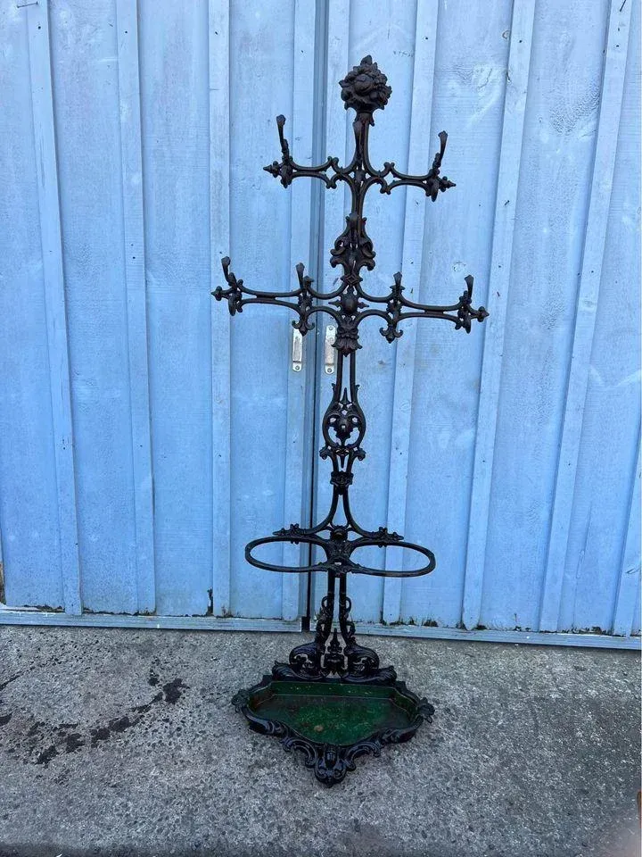 Umbrella Holder Antique Wrought Iron Coat Rack 19th Century Cast