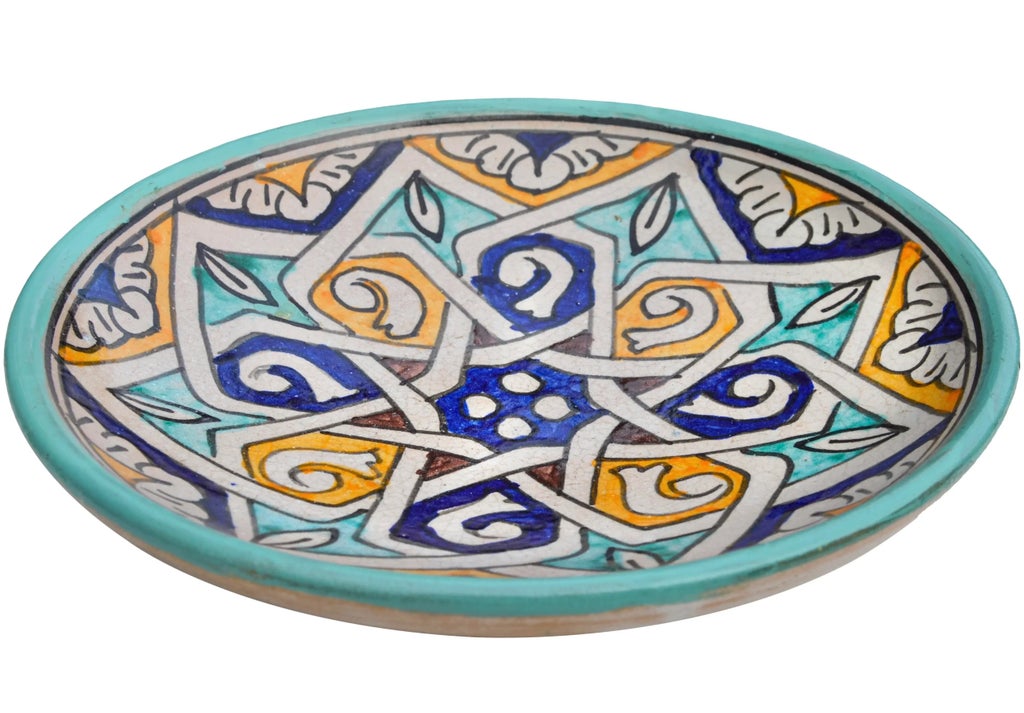 Mid 20th Century Teal & Orange Andalusian-Patterned Ceramic Plate