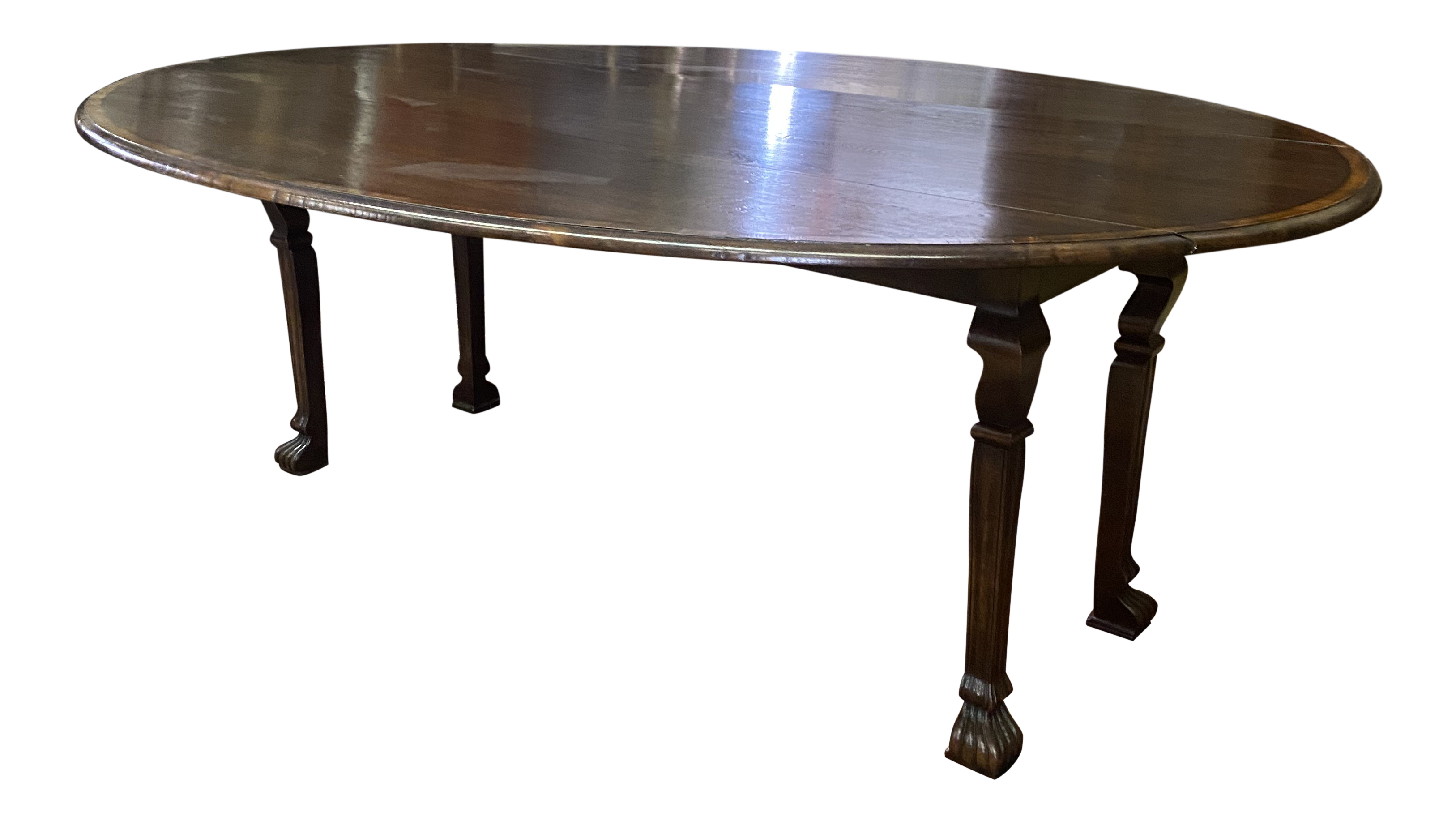 Late 20th Century English Oval Drop Leaf Dining Table | Chairish