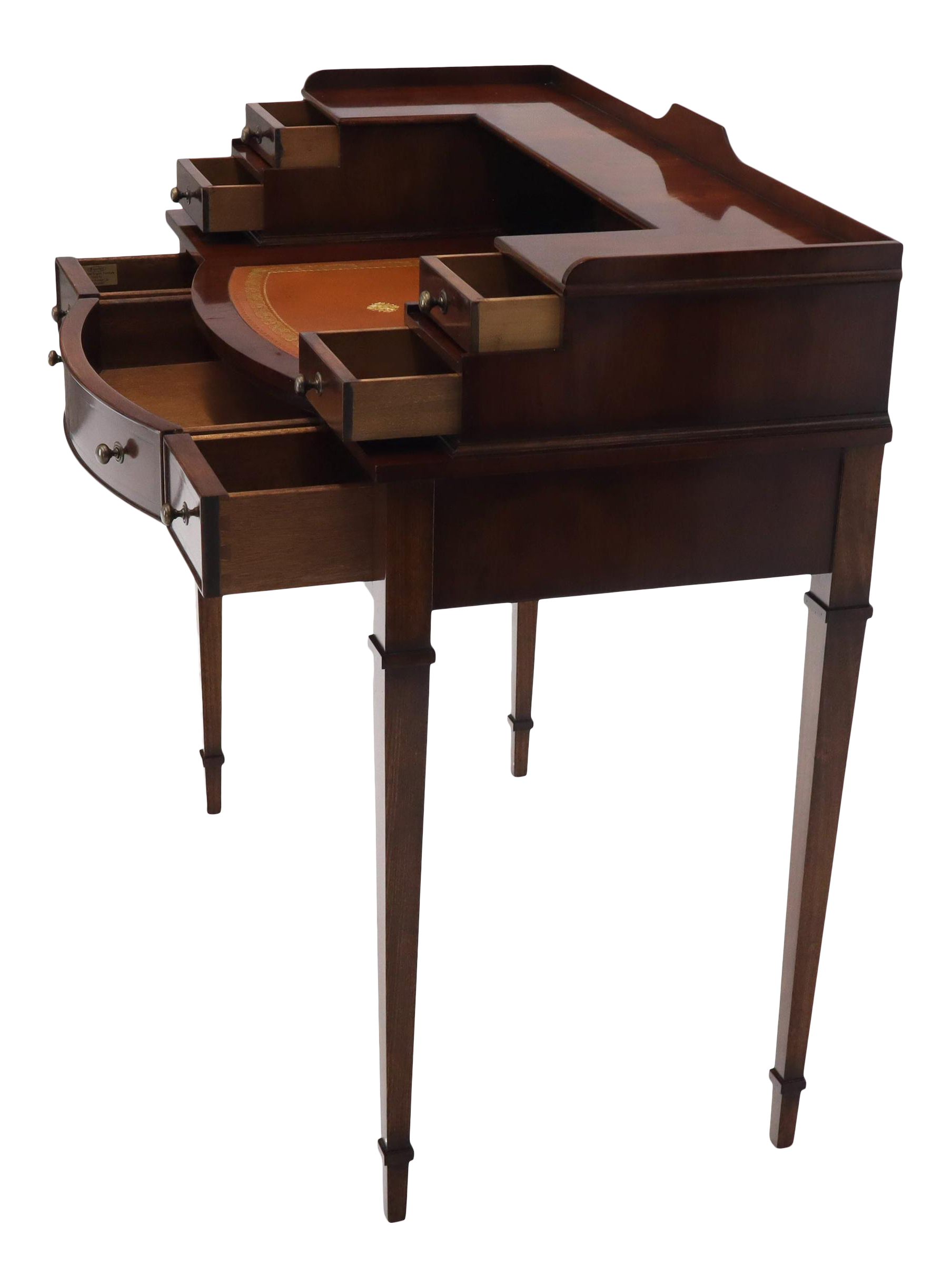 Petit English Multi Drawer Compartment Mahogany Leather Top Desk Chairish