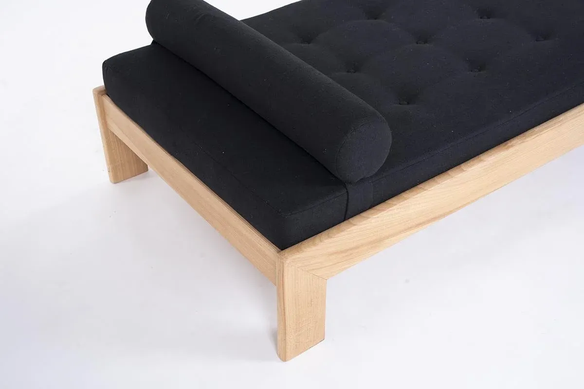Daybed in Elm and Black Linen, 1980