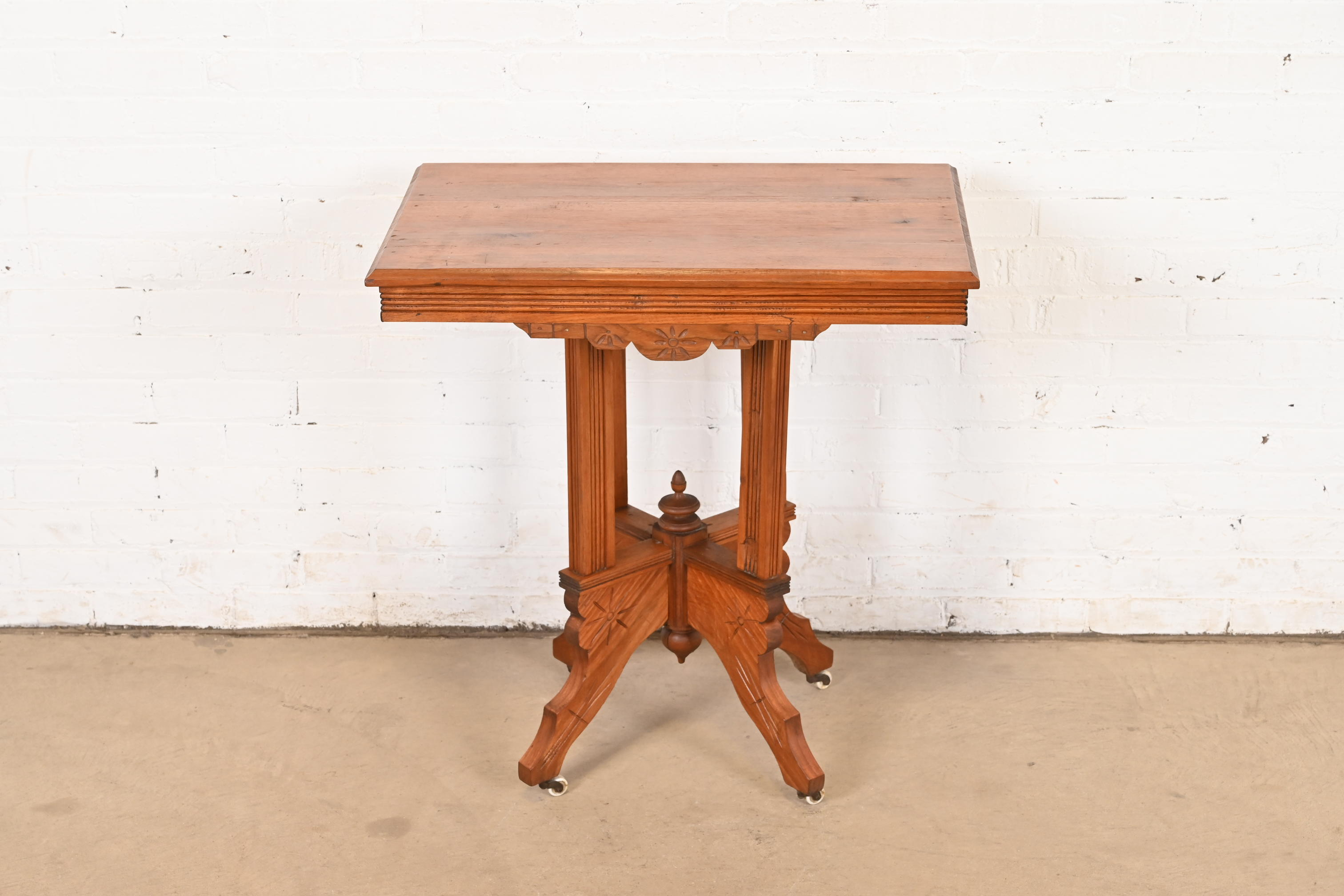 Antique Eastlake Victorian Carved Walnut Parlor Table, Circa 1880s, image size:3024x2016
