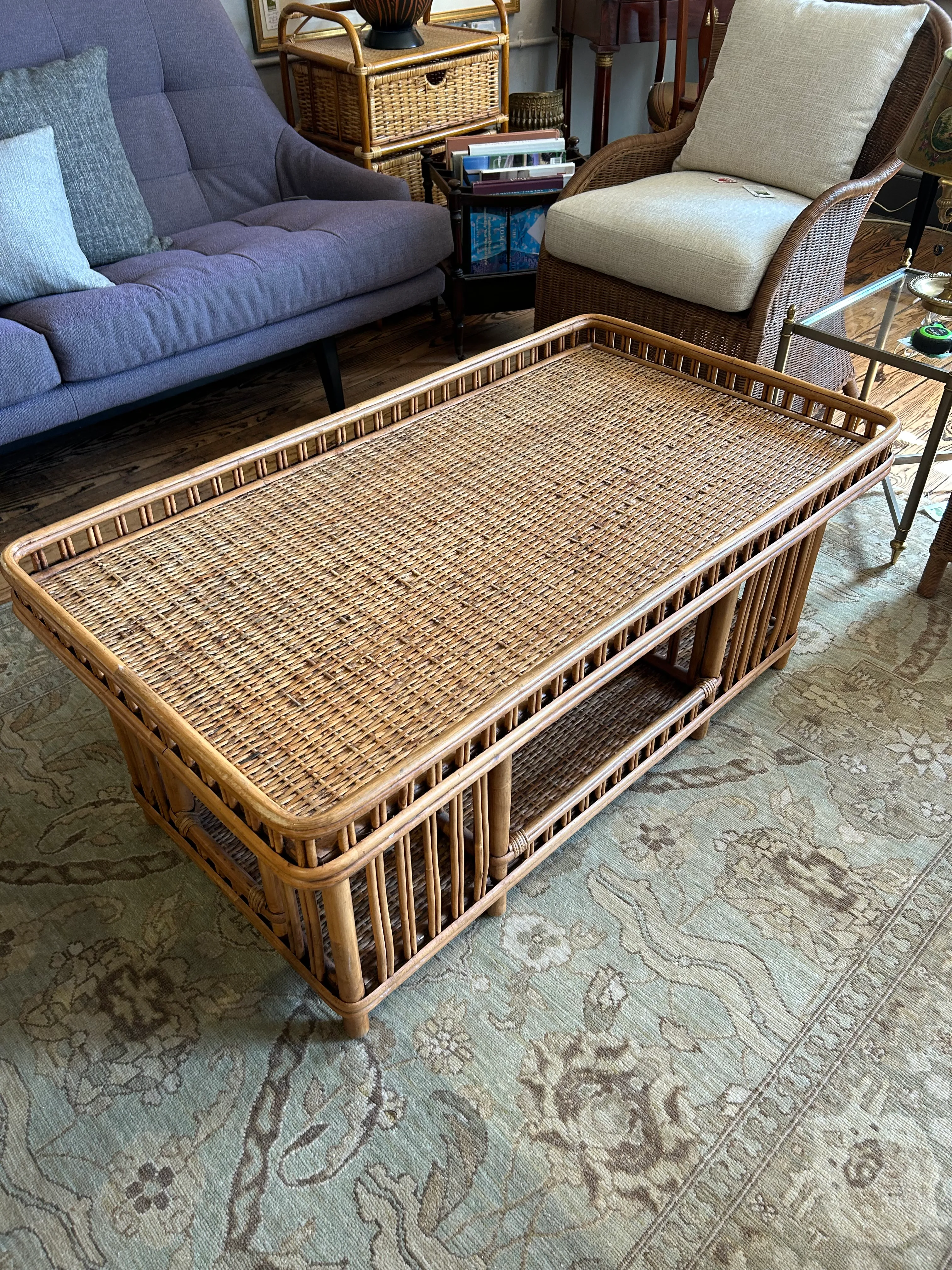 Wicker & Rattan Rectangular Organic Modern Coffee Table