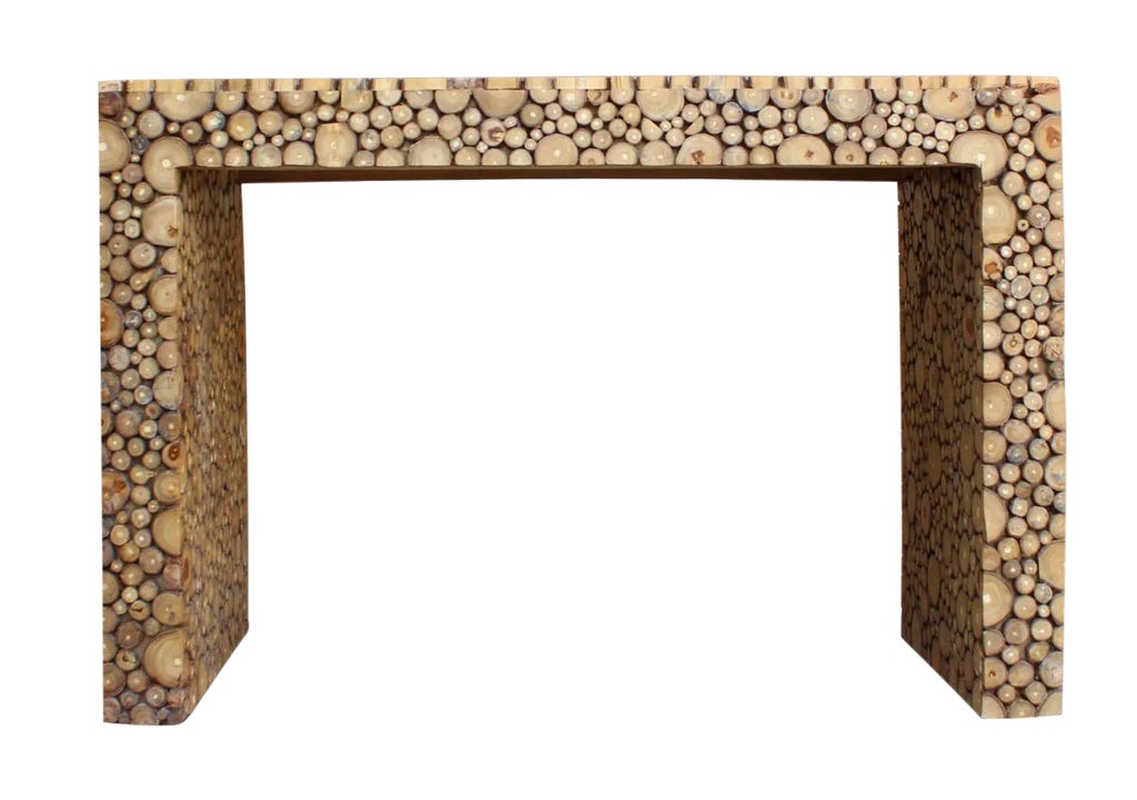 Chinese Distressed Cut Tree Trunk Console | Chairish