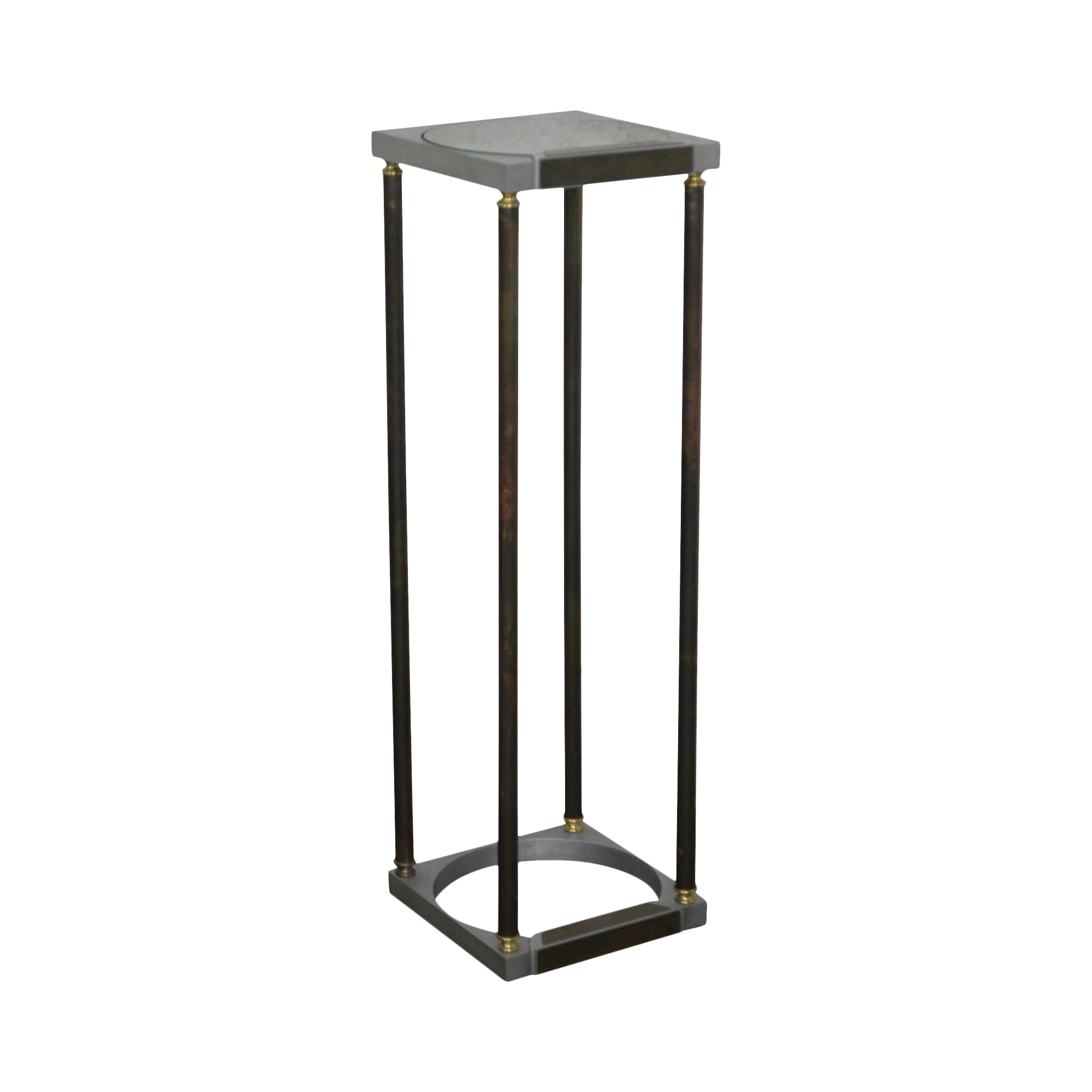 Mid Century Modern Mixed Metal Inset Glass Top Plant Stand Chairish