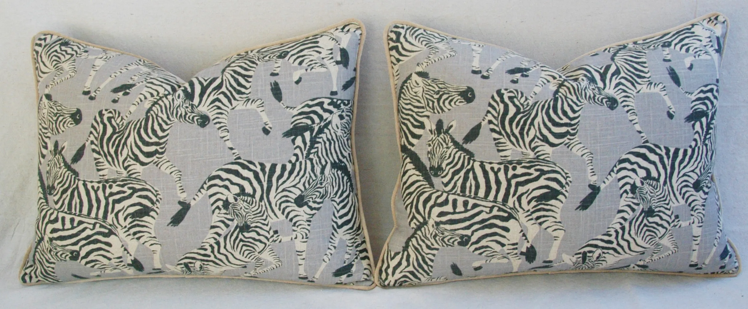 Custom Safari Zebra Linen Velvet Feather/Down Pillows 24