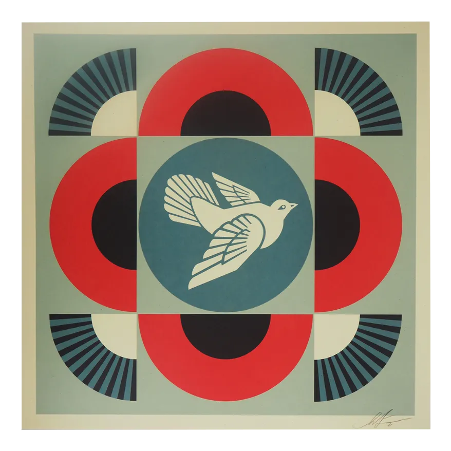Shepard Fairey, Geometric Dove Red, Screenprint