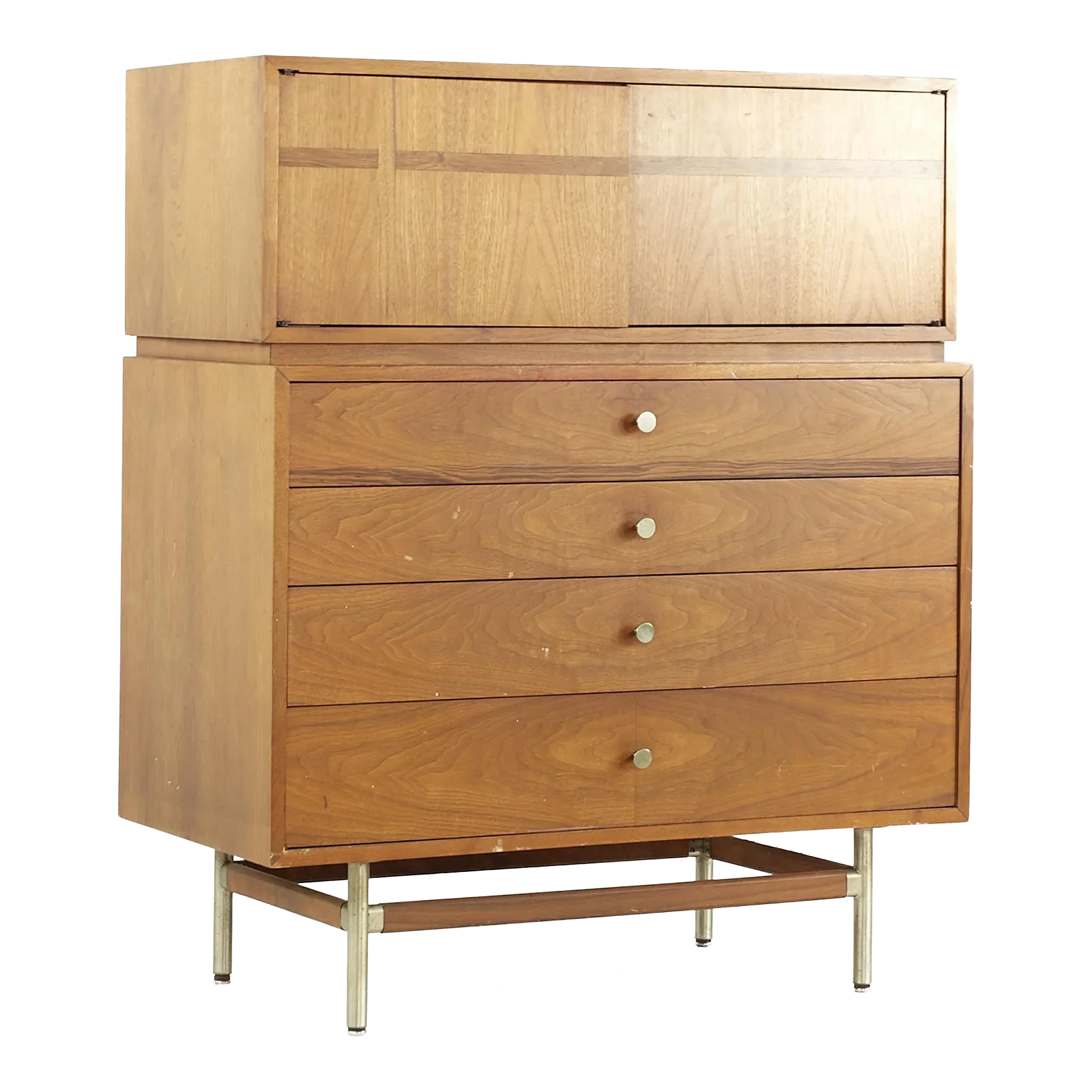 Kroehler Signature Mid Century Rosewood and Walnut Highboy Dresser