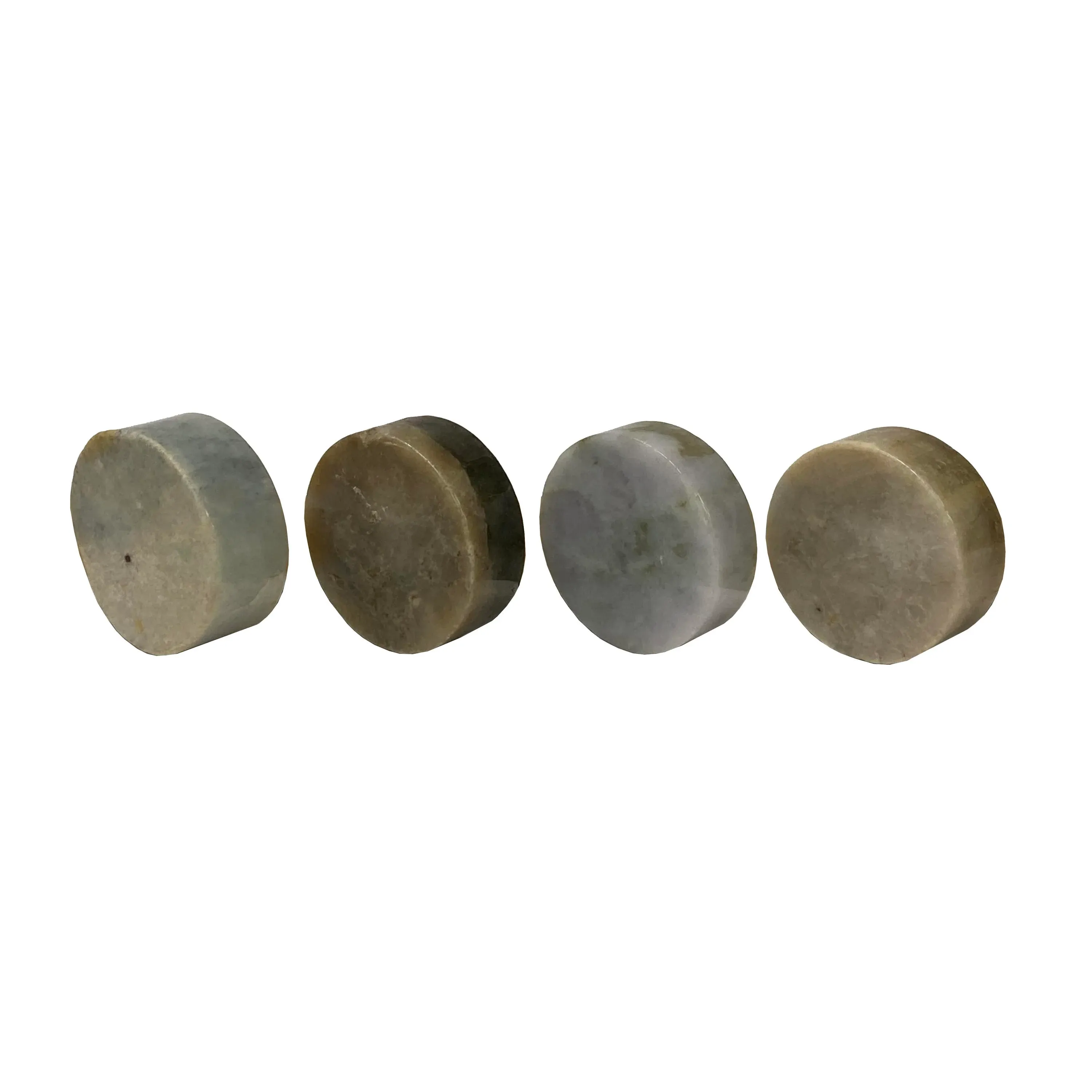 Set of 4 Stone Carved Round Shape Sample Display Art Paperweight
