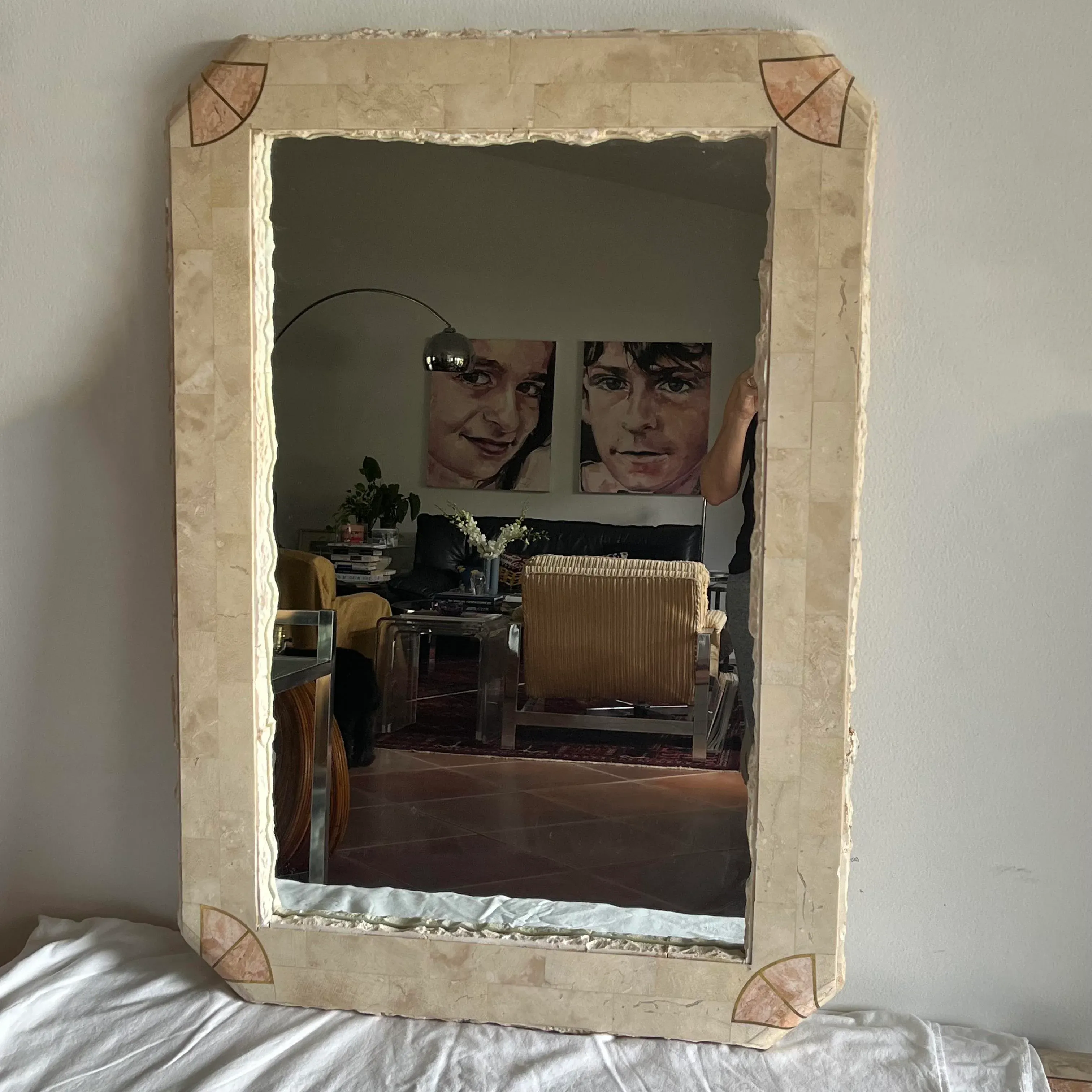 1980s Maitland Smith Tessellated Stone Mirror Mactan Stone | Chairish