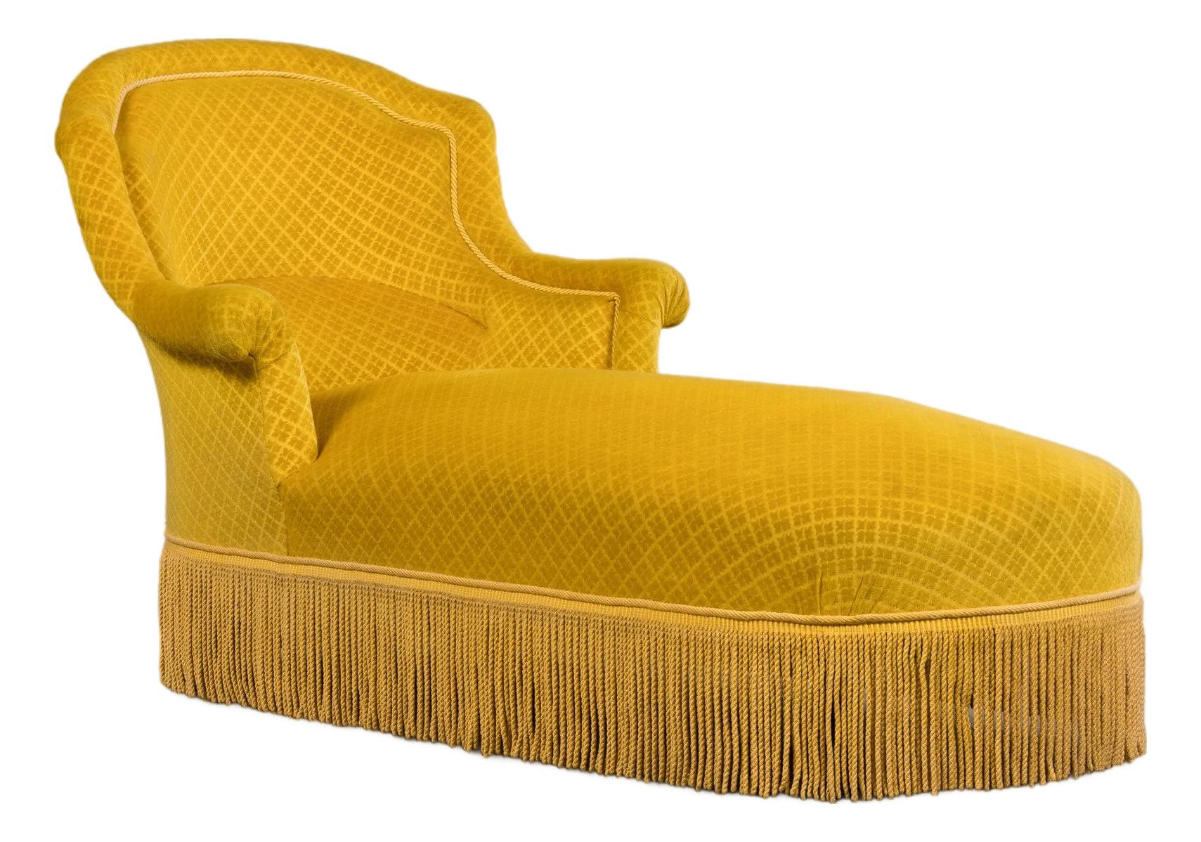 19th Century French Napoleon III Chaise Lounge in Golden Yellow