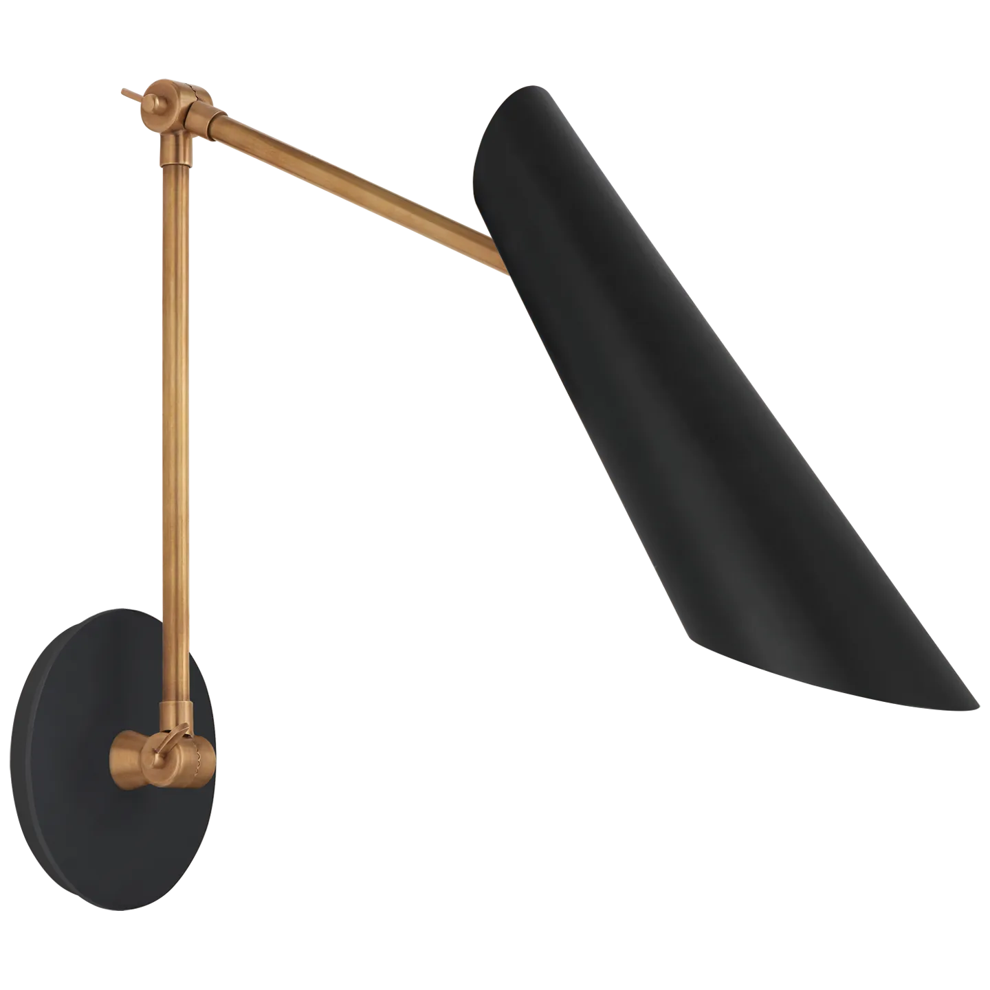 AERIN for Visual Comfort Signature Franca Double Library Wall Light in Hand-Rubbed Antique Brass with Black Shade