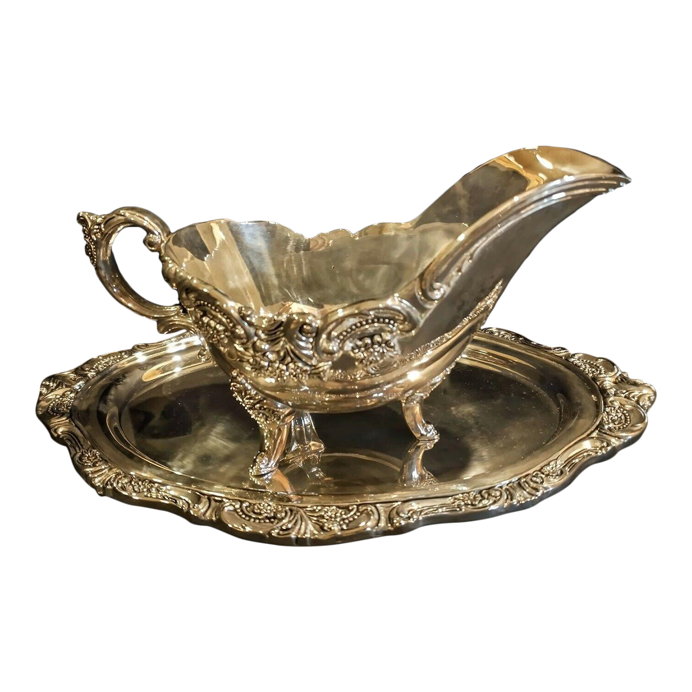 Early 21st Century Wallace Silver Plated Grande Baroque Gravy Boat