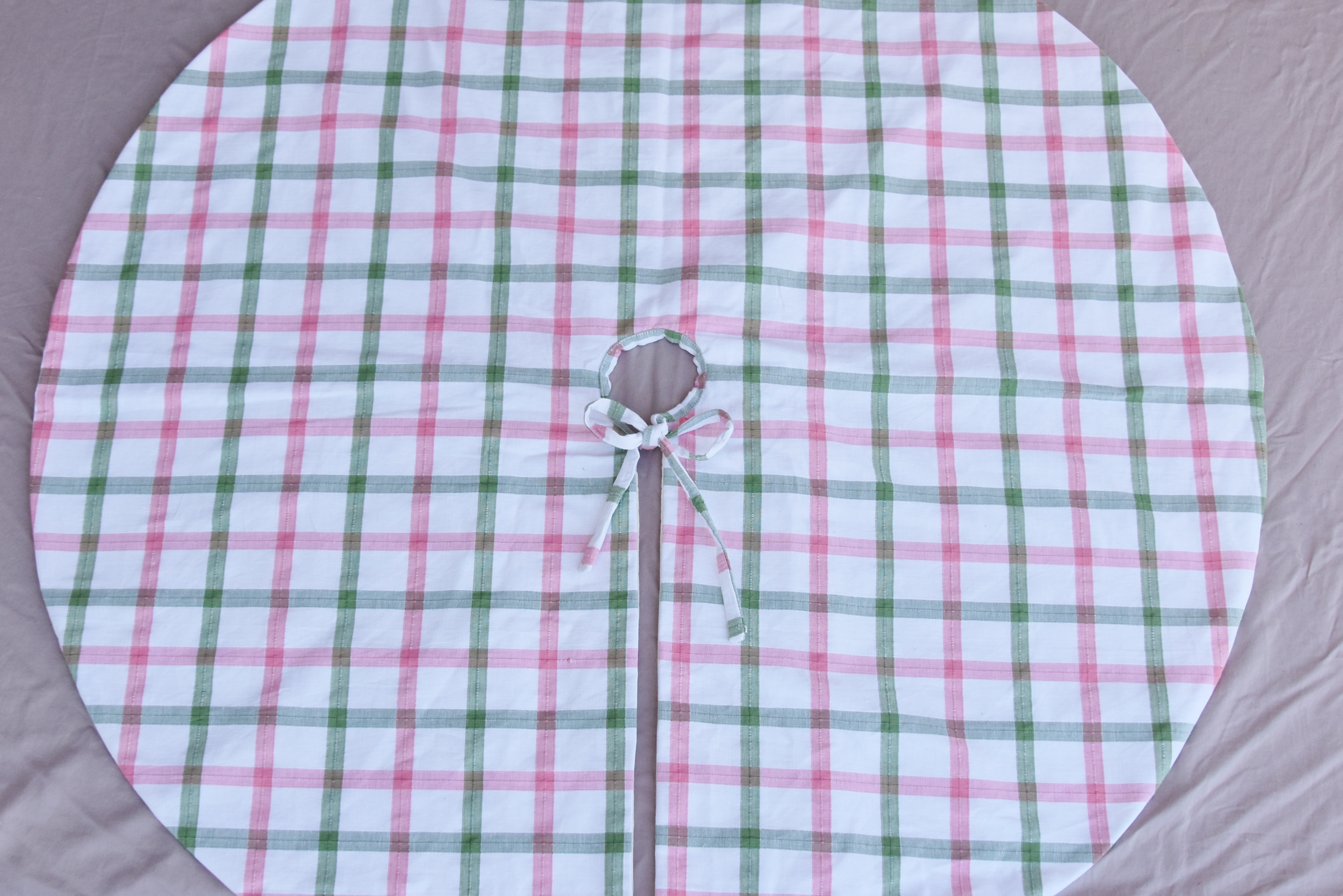 Pink, Green, Red Gingham Tree Skirt - Pender & Peony - A Southern Blog