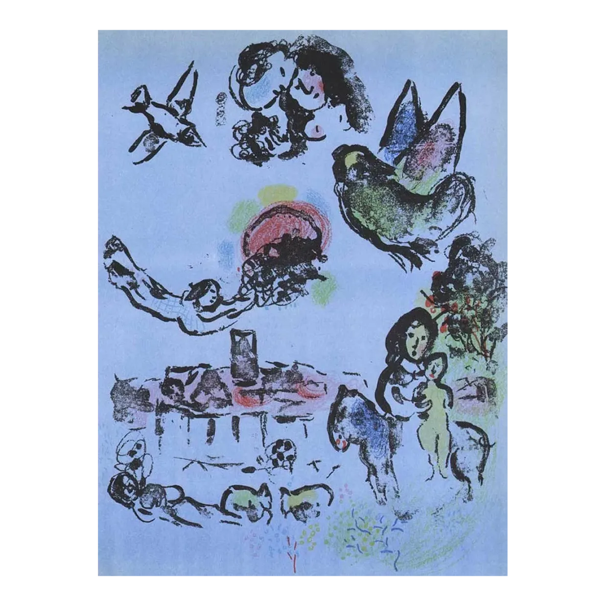 1963 Marc Chagall Original Lithograph Nocturne at Vence