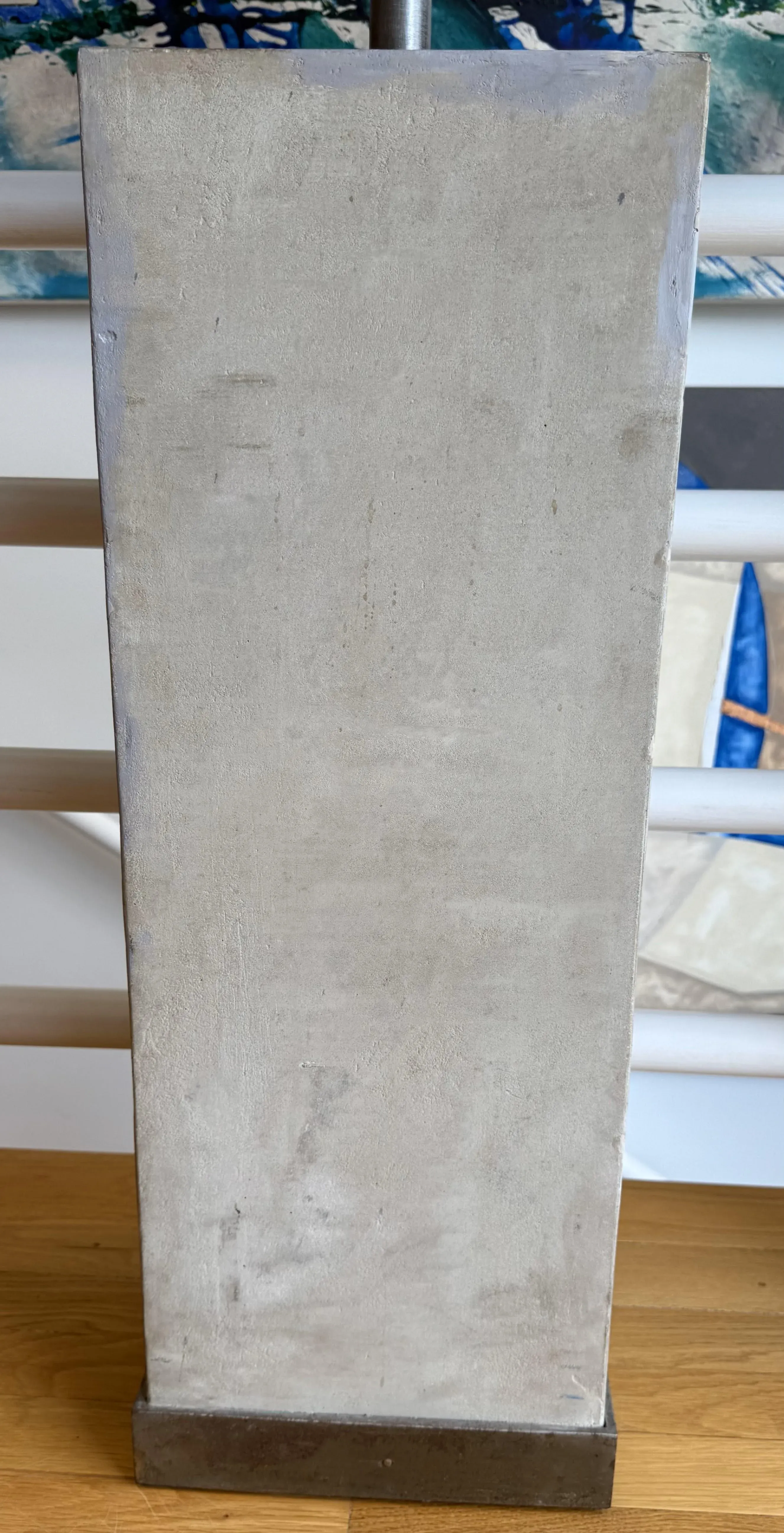Custom Minimalist Limestone and Steel Console Table by Hastening Designs