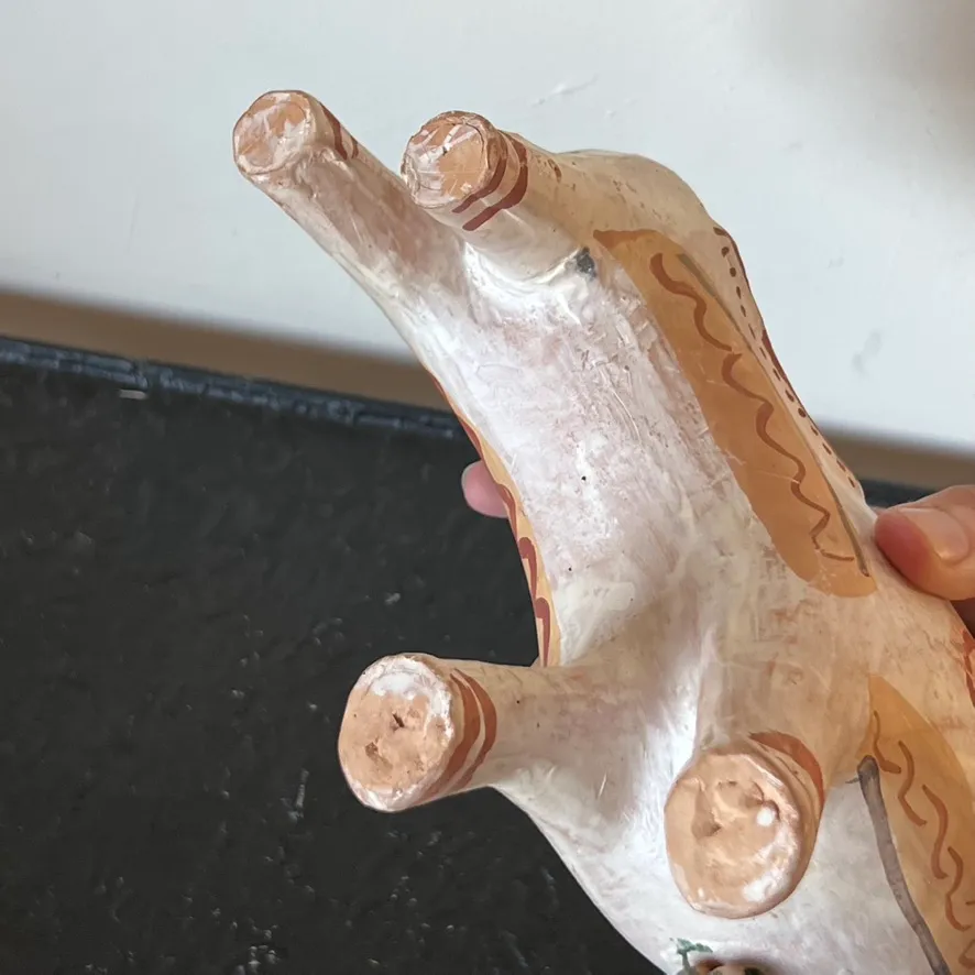 Antique Torito De Pucara Peruvian Old Folk Teracotta Pottery Bull