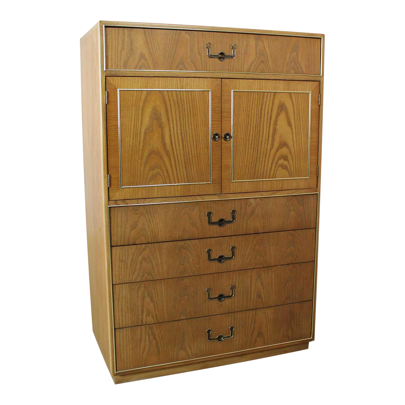 Vintage Modern Campaign Style Oak Gentlemen’s Chest by Founders