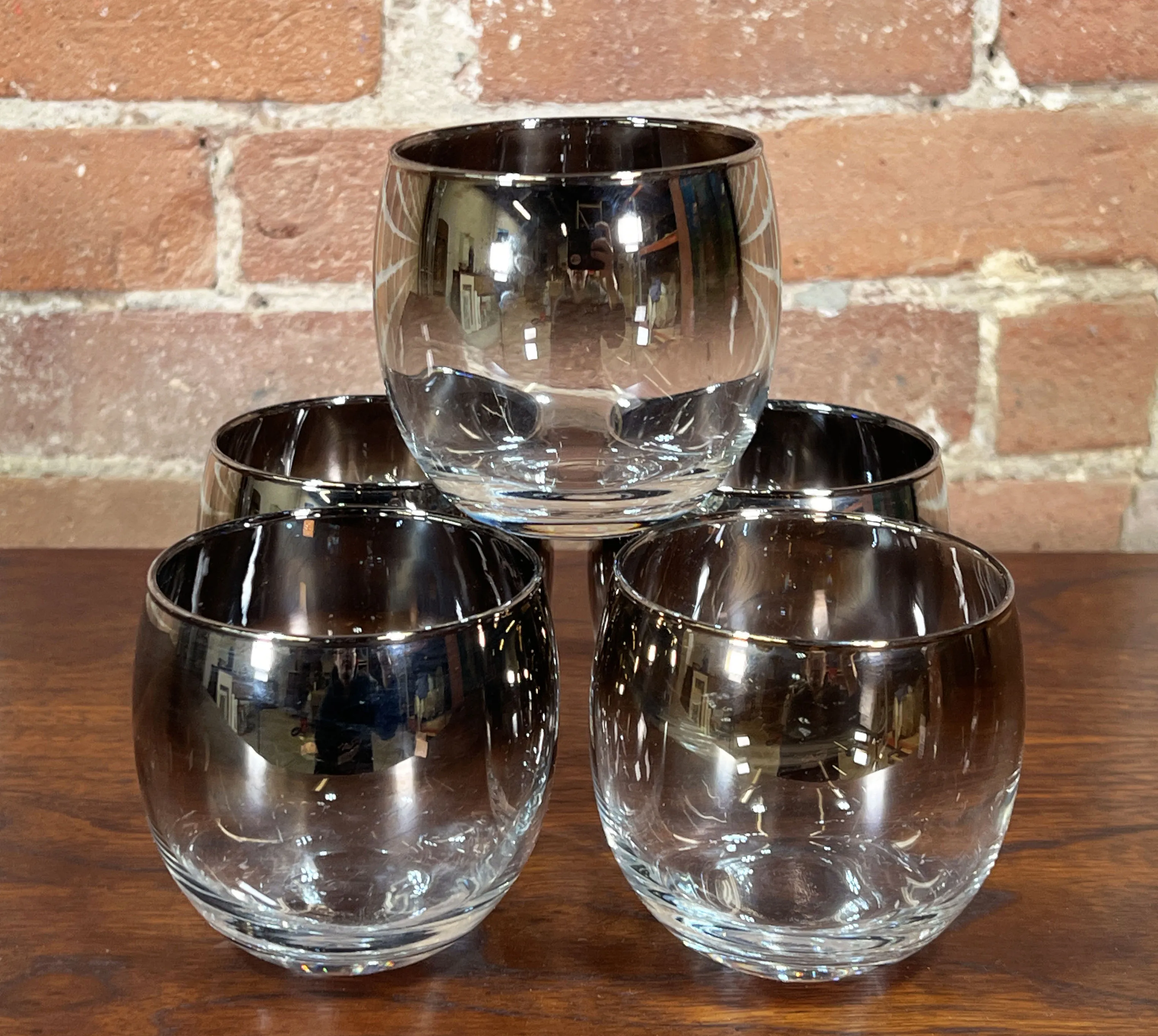 Mid Century Modern Dorothy Thorpe Silver Ombre Cocktail / Whiskey Glasses - Set of 5