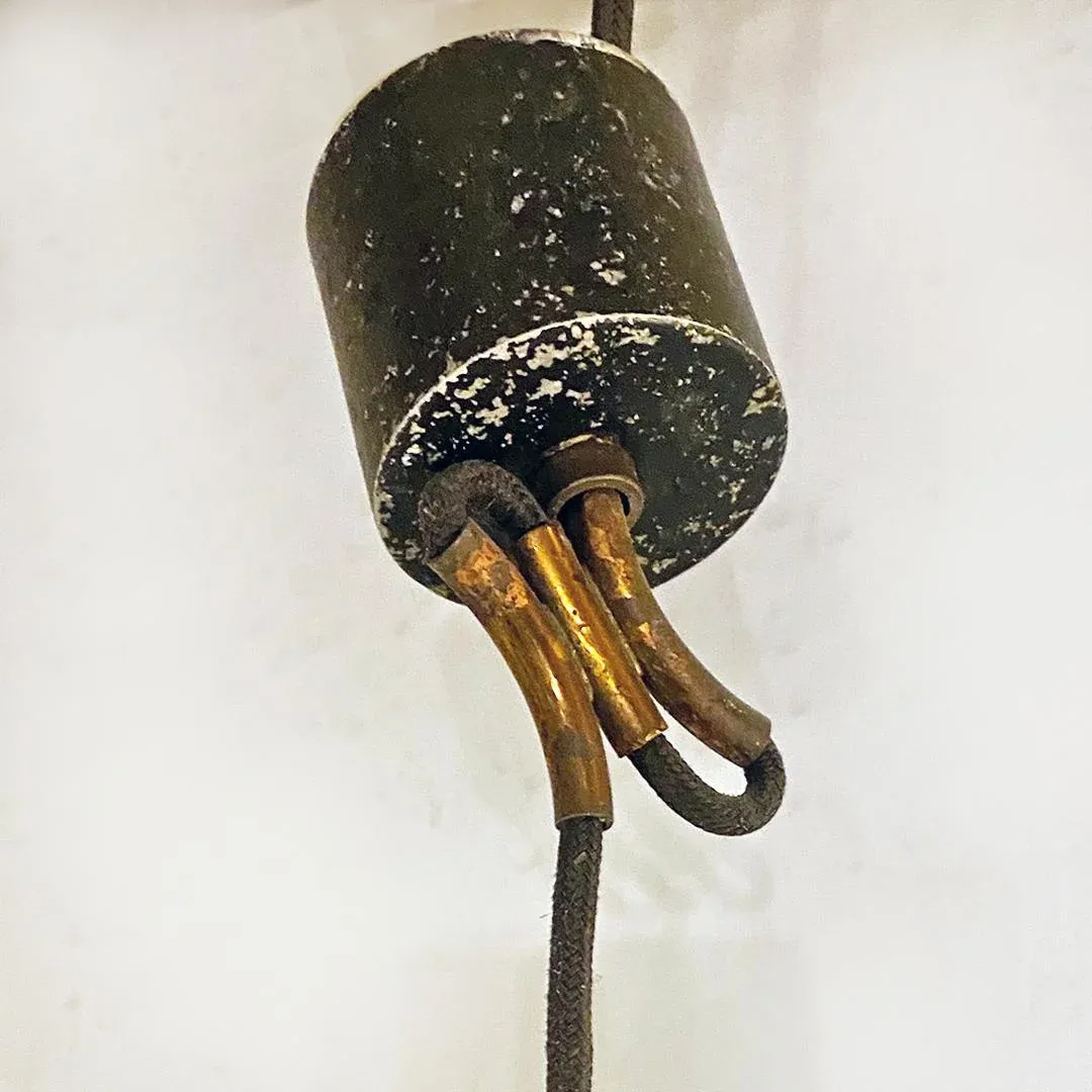 Industrial Italian Mid-Century Modern Dark Gray Metal Chandelier, 1960s