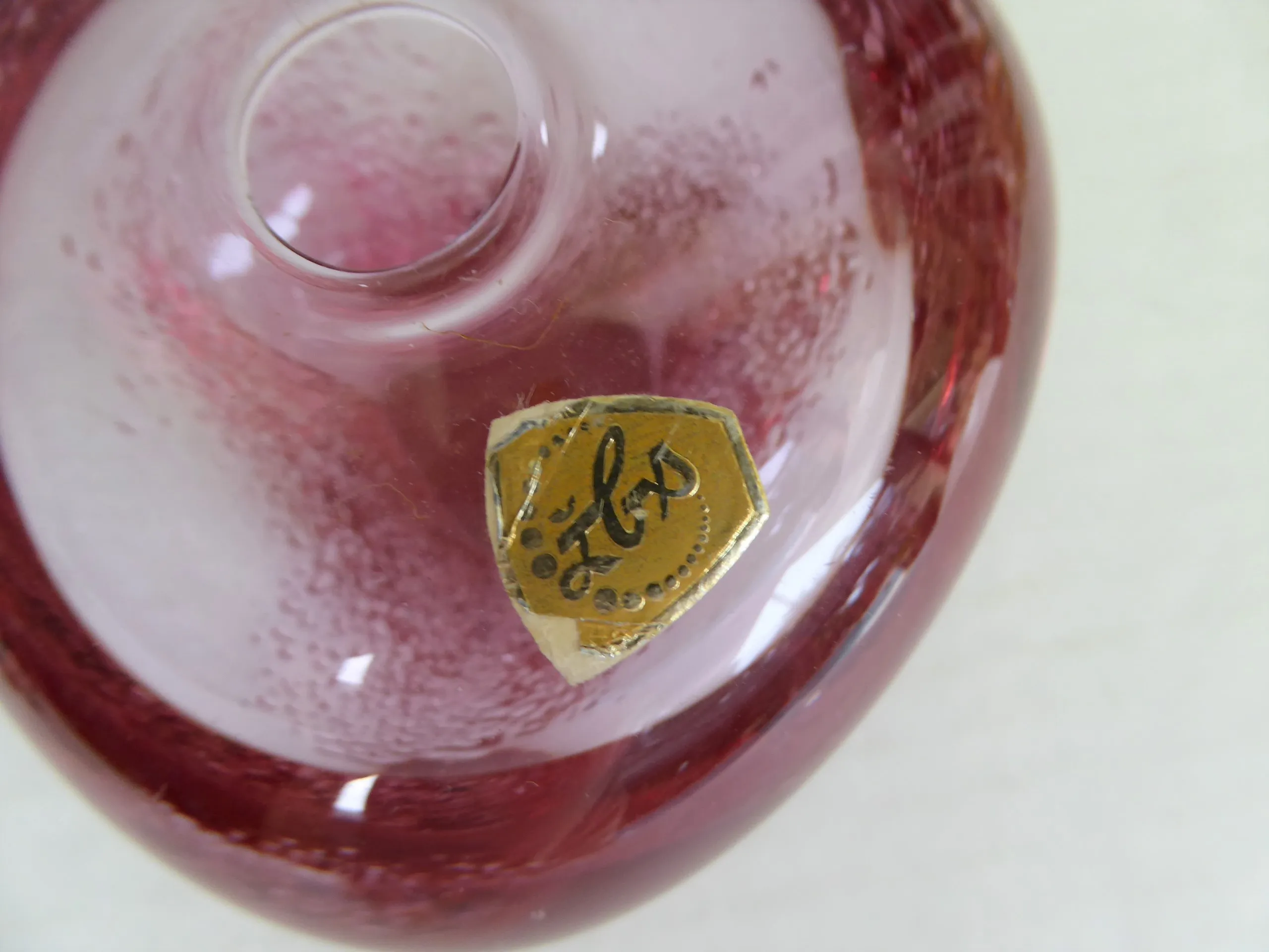 1970s Pink Colored Crystal Textured Bud Vase Zeleznobrodské Sklo Glassworks, Zbs Czechoslovakia
