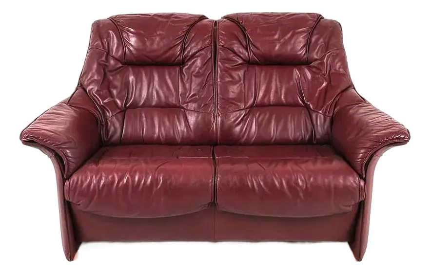 1970s Mid Century Transitional Scandinavian Leather Loveseat