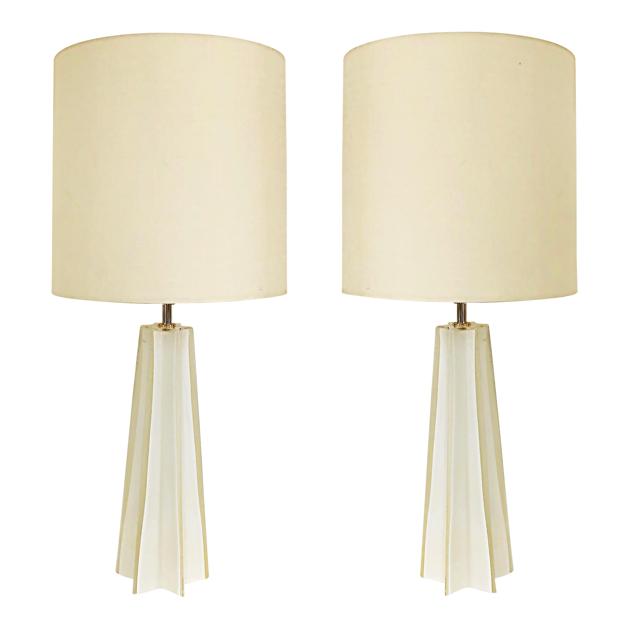 New Murano "Star" Form Cased Glass Table Lamps With Single Socket a