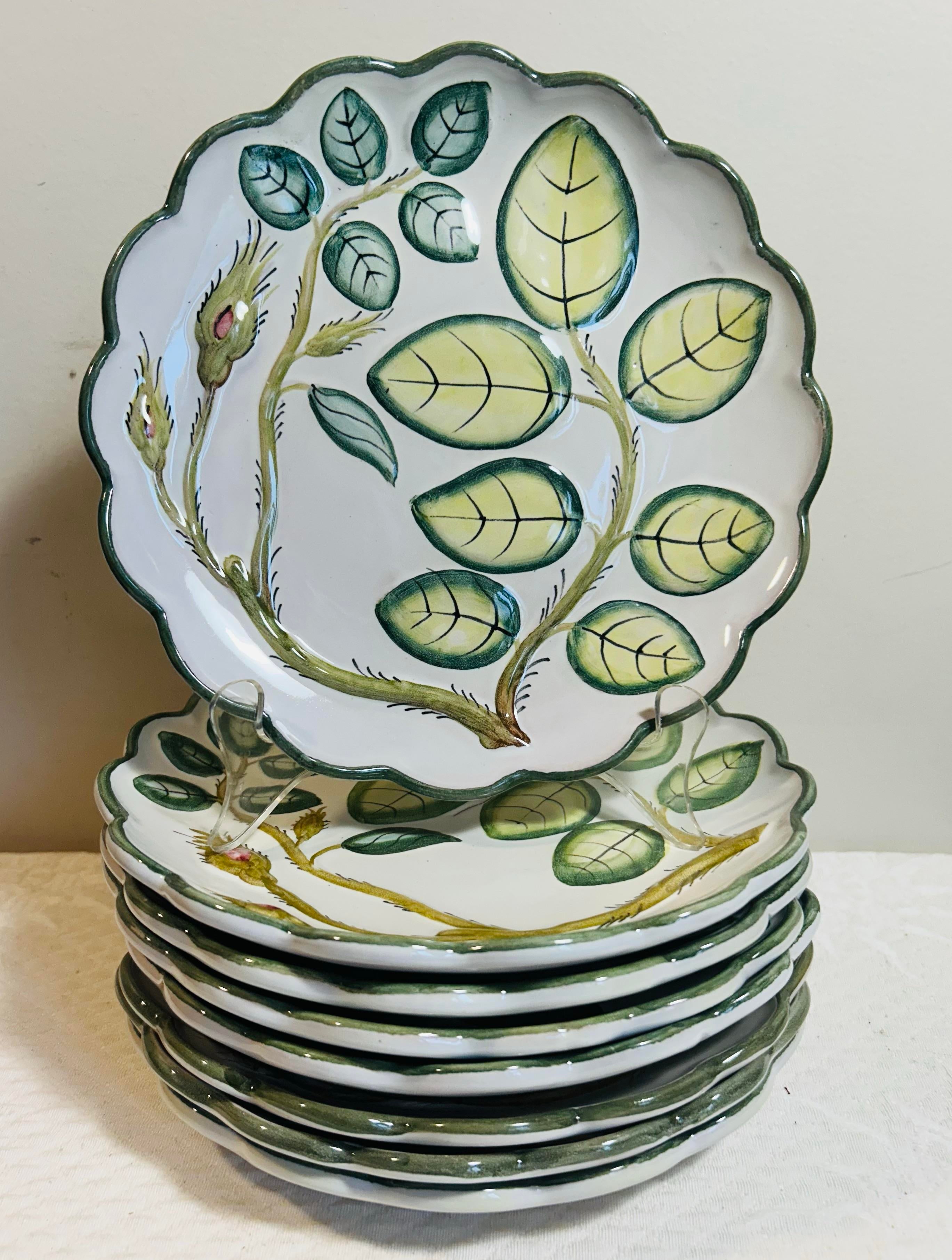 イタリヤ野菜手描き皿セット８枚　Lot of eight Made in Italy Salad plates Vegetable Hand Painted 8 イタリヤ野菜手描き皿セット8枚 Lot of eight Made in Italy Salad