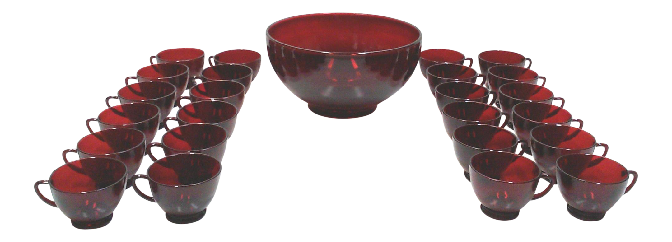 Ruby Glass Punch Bowl & Cups Set of 25 Chairish