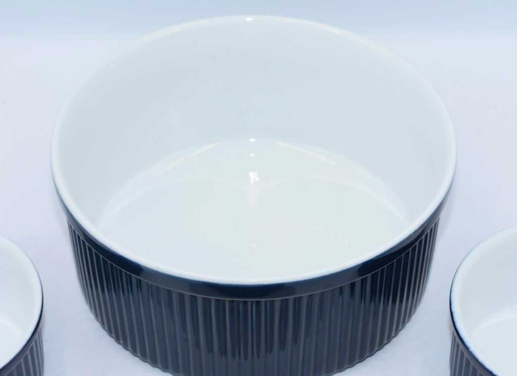 1980s Dansk Bistro 4pc Christianshavn Blue Ribbed Ramekins  display picture 1