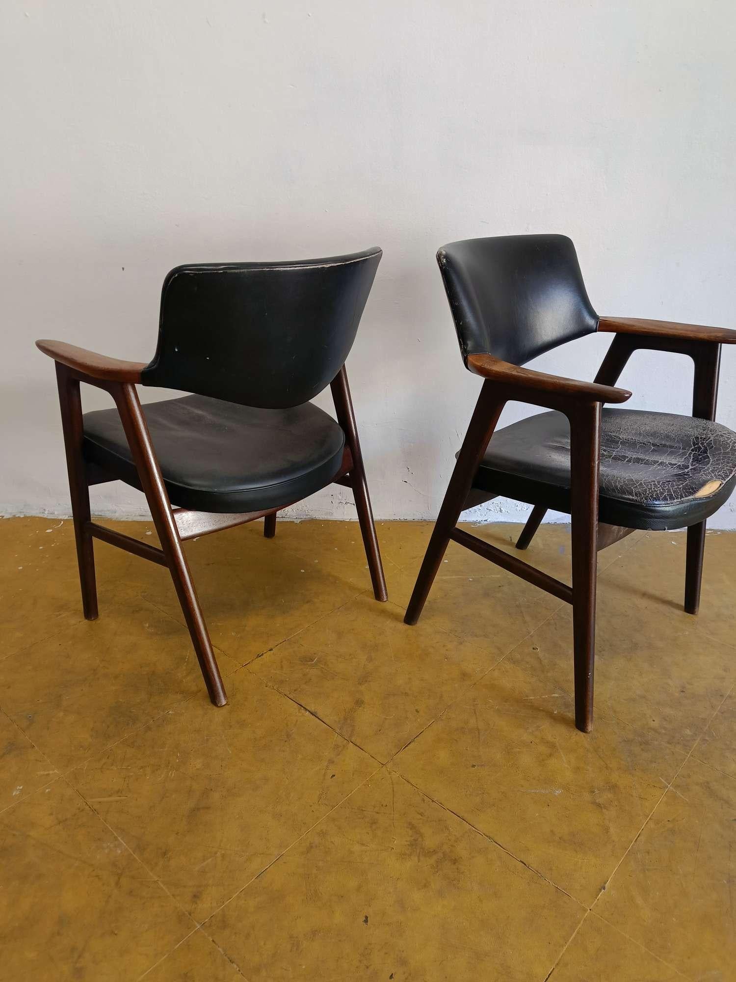 Vintage Danish Chairs in Teak by Erik Kirkegaard, 1950s, Set of 2