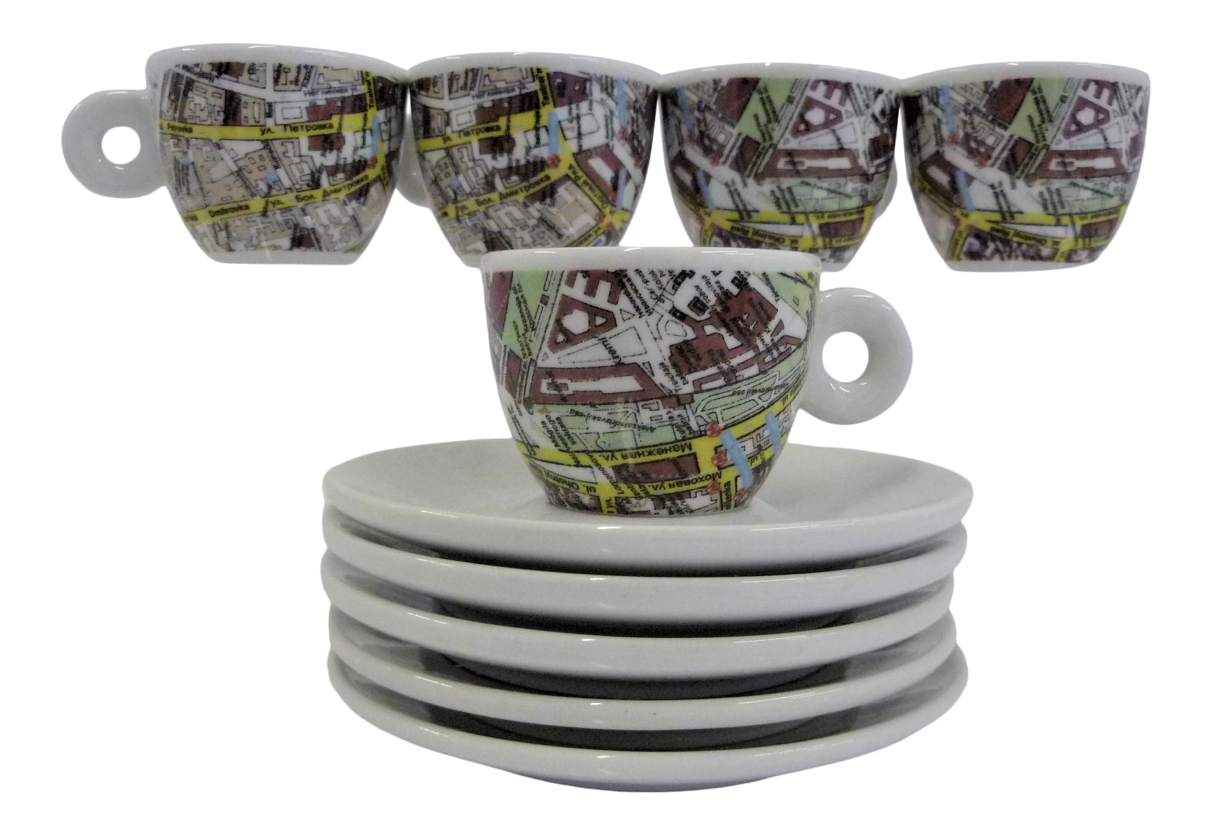 1998 Robert Rauschenberg for Illy Collection Moscow World Cups Espresso Cups With Plain White