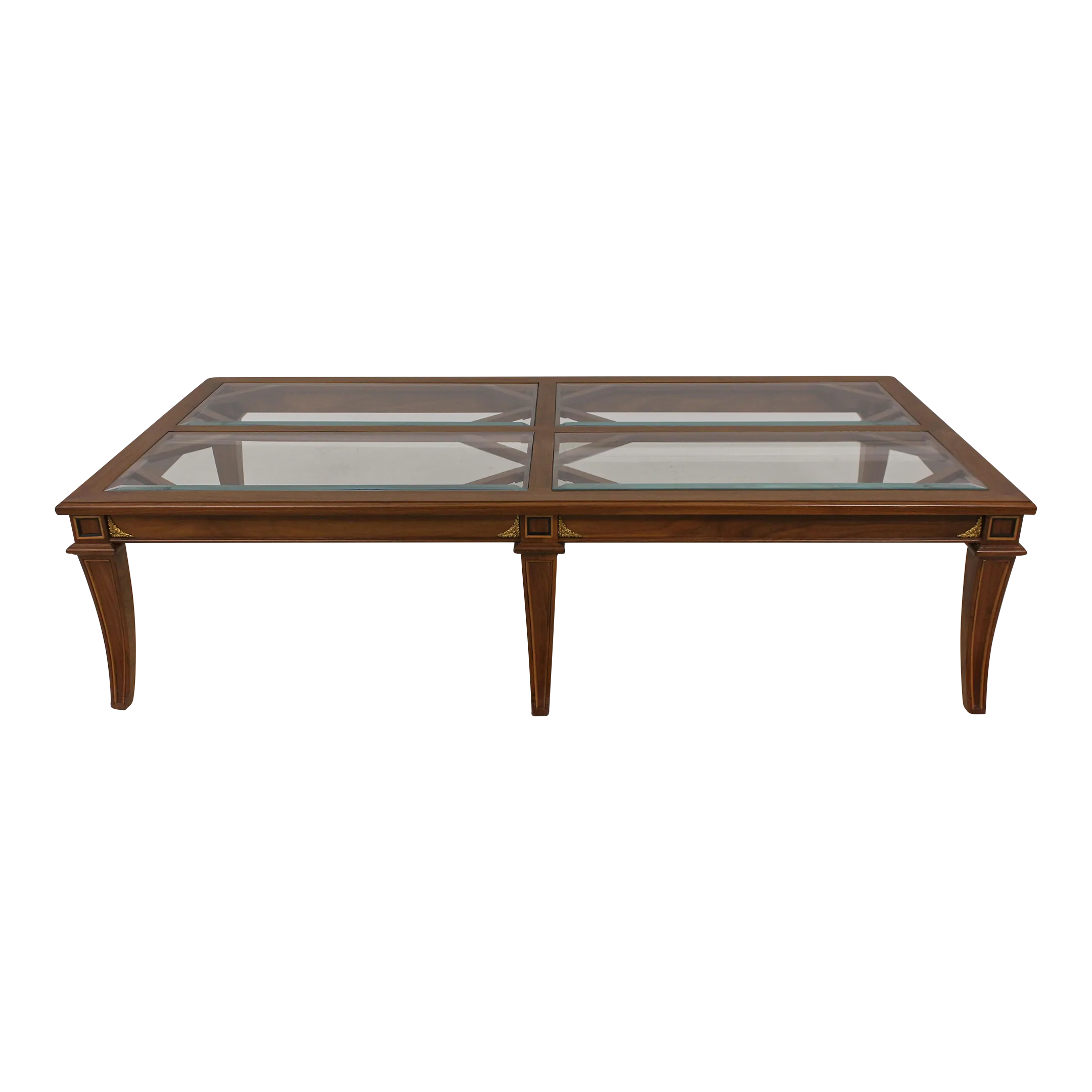 John Attributed Regency Style Large Walnut Coffee Table