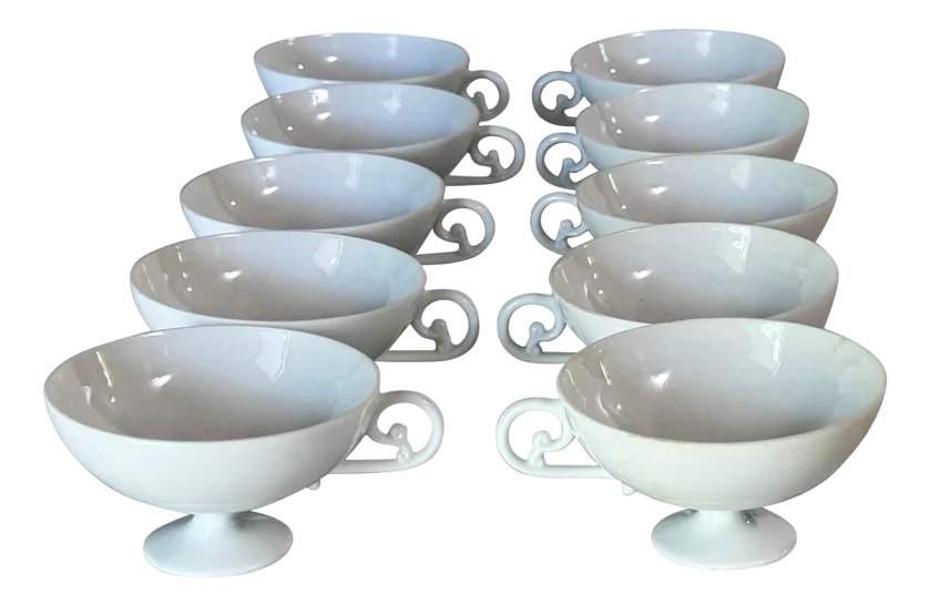 Vintage Porcelain Coffee Cups in White from Limoges France, 1970s, Set of 10