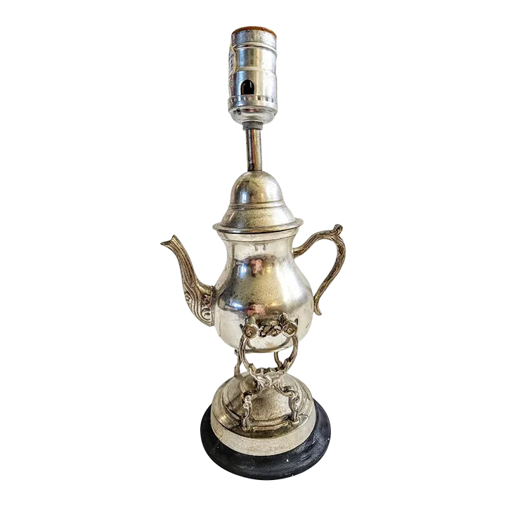 1960s Silver Plate Teapot on Stand Table Top Lamp Chairish