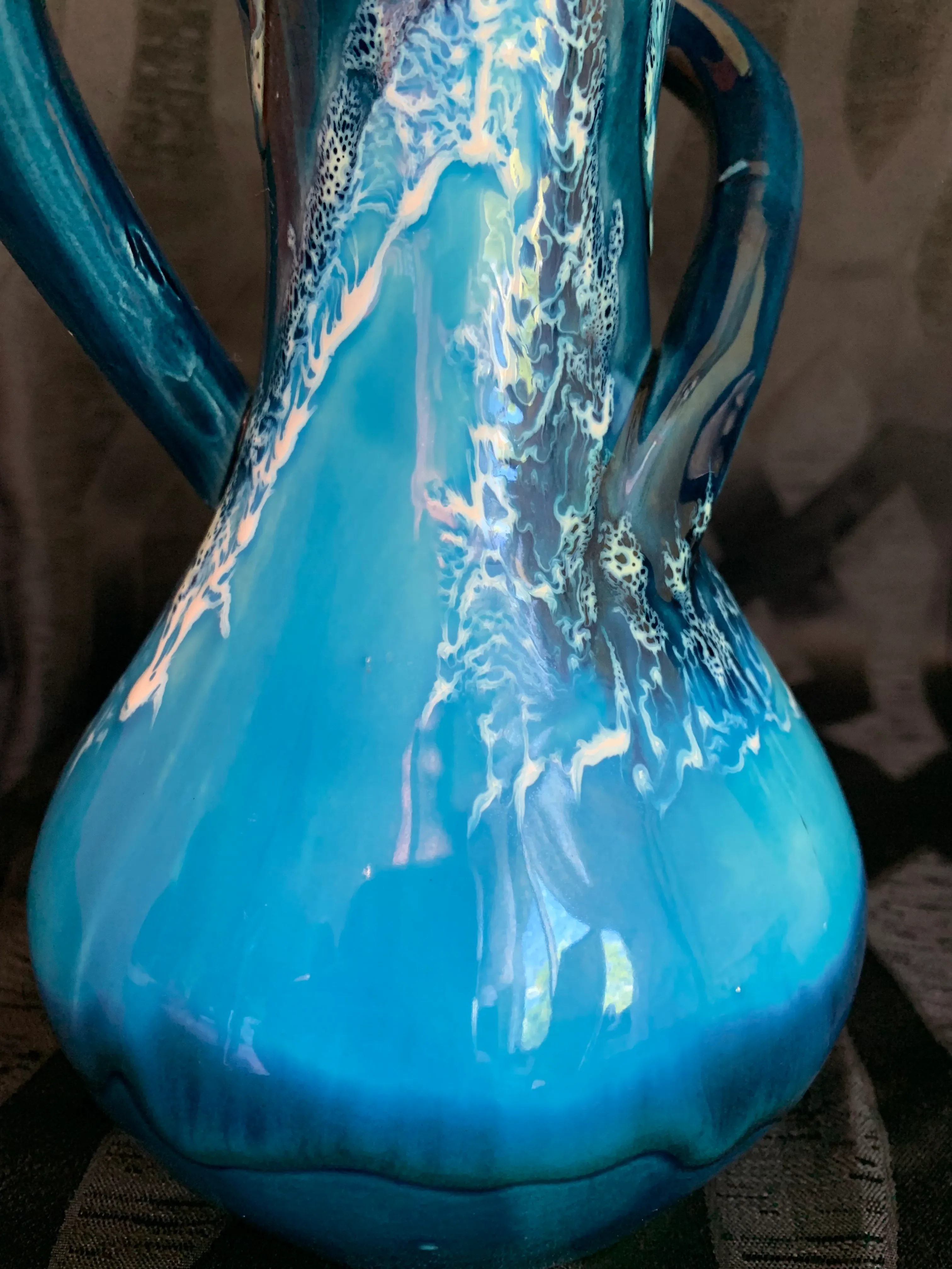 Vintage French Vallauris Turquoise and Cobalt Blue Glaze Ceramic