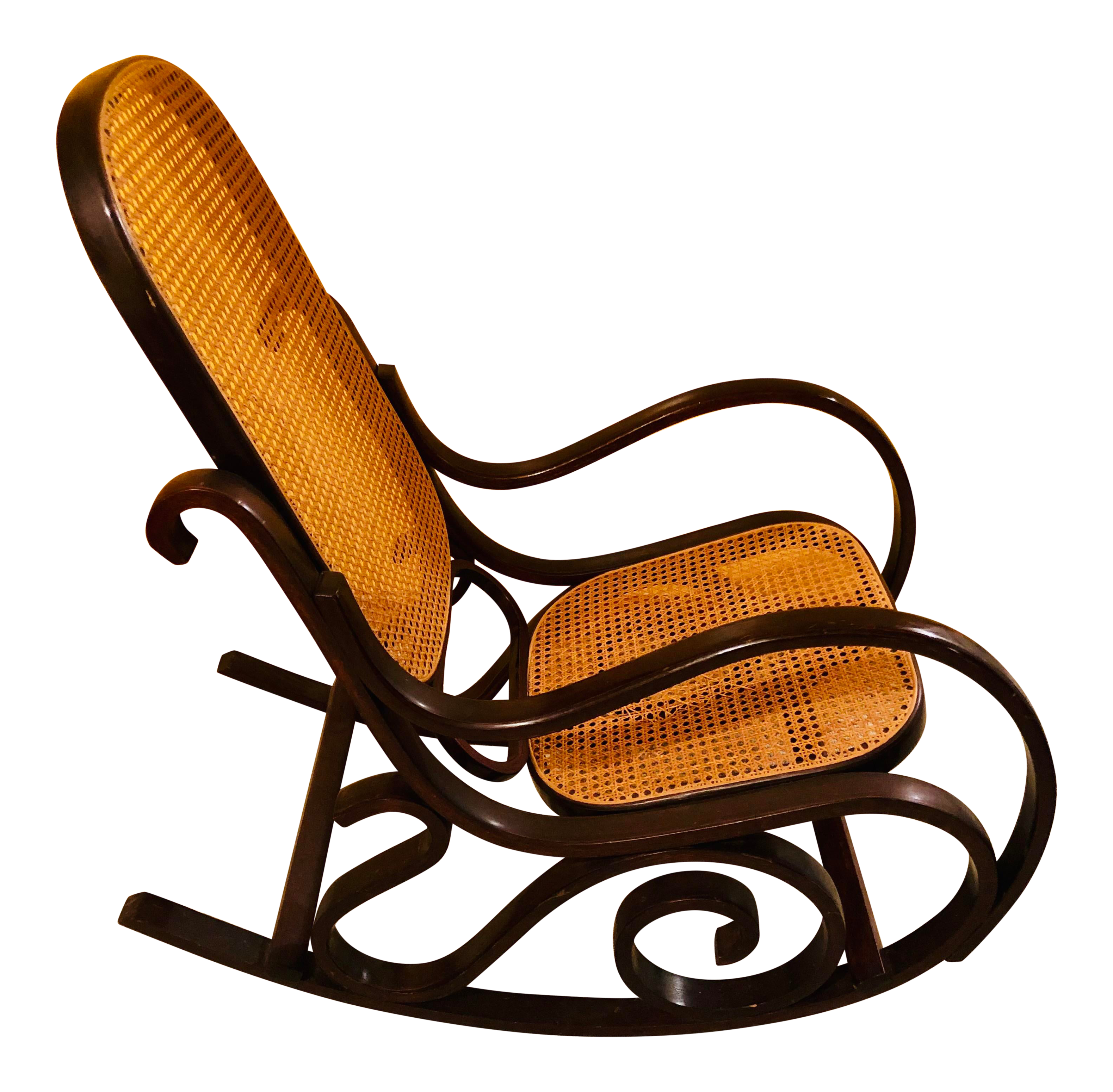 Mid Century Thonet Style Cane Bentwood Rocking Chair Chairish