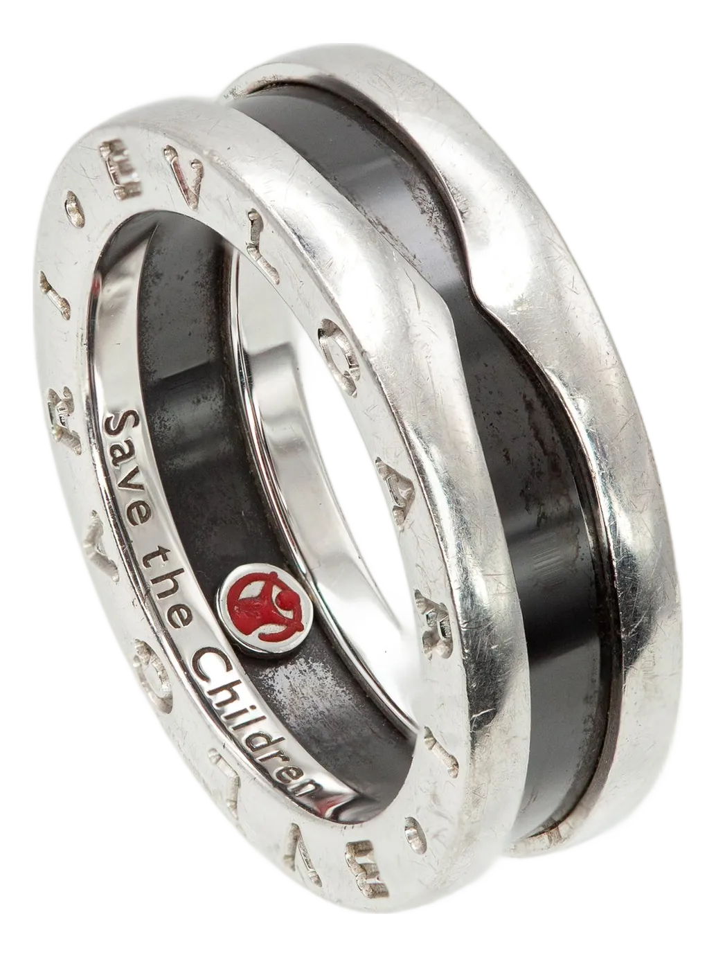 Bvlgari Bulgari “Save the Children” Sterling Silver Ceramic Ring