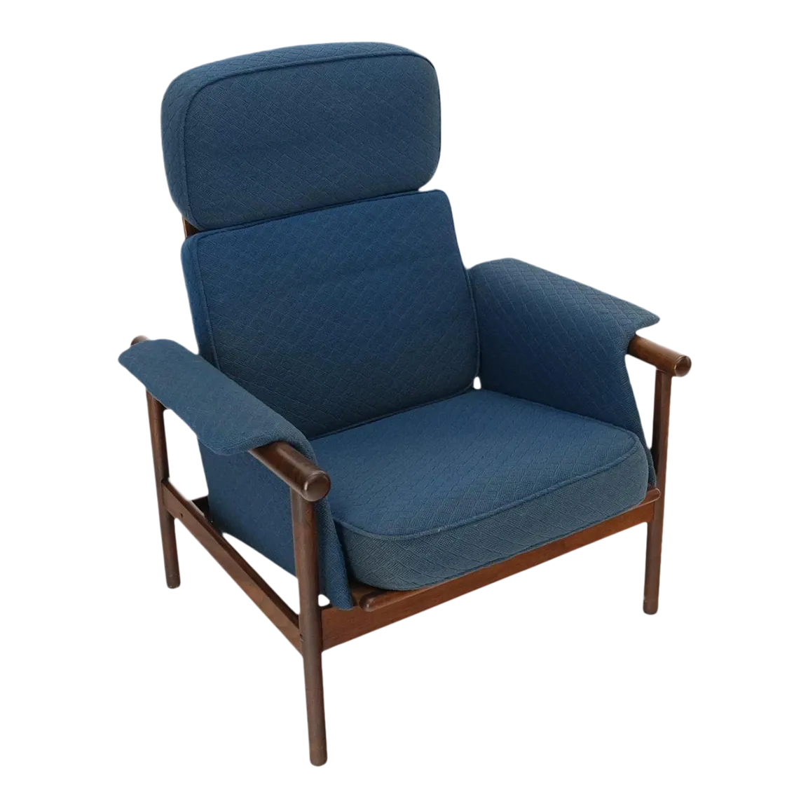 Danish Mid Century Modern Teak Dowels Design Lounge Chair by Selig