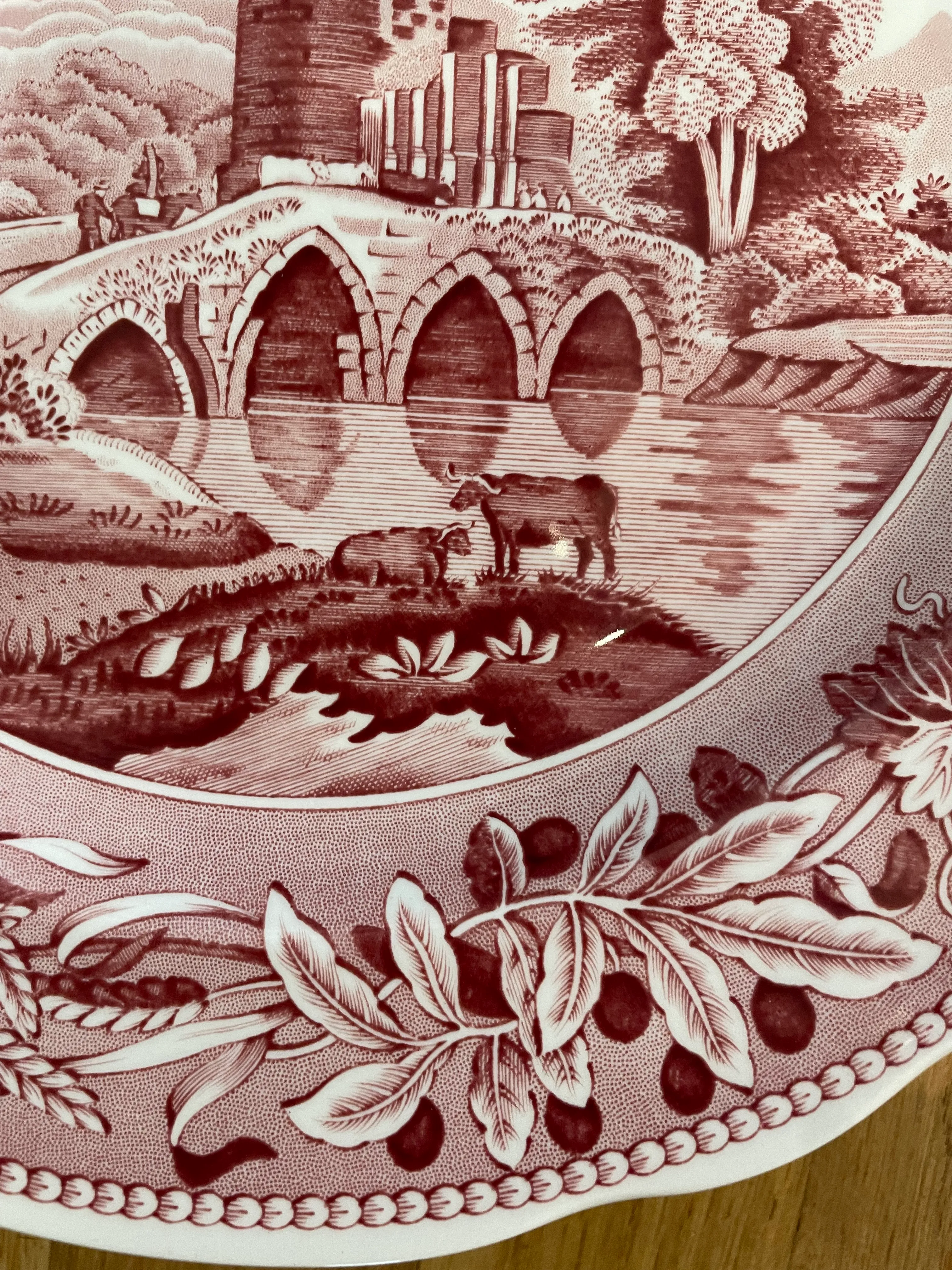 Vintage 1990's Spode Archive Collection Cranberry Transferware