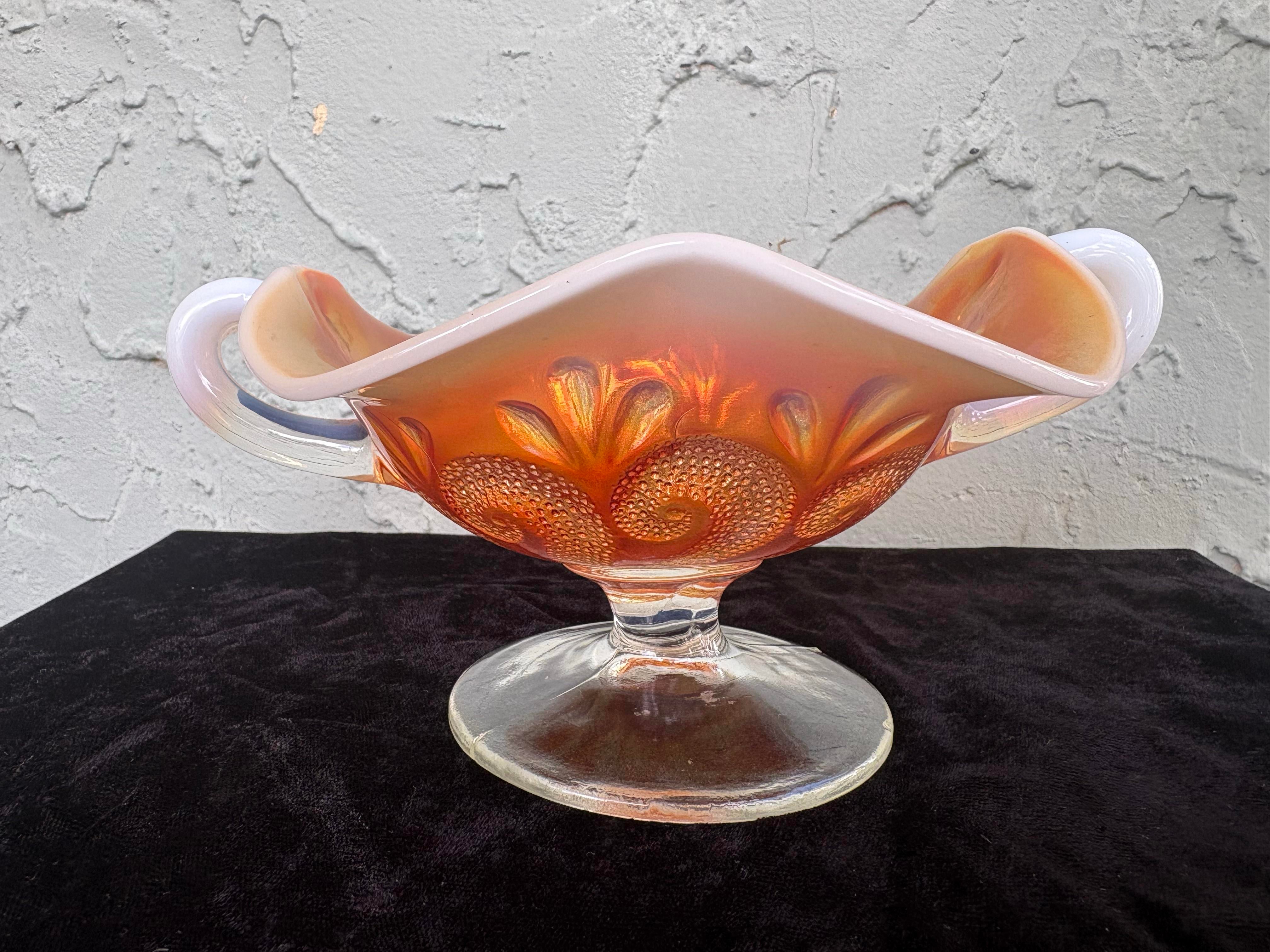 Antique Dugan Carnival Glass Peach Opalescent “Octopus & Shell