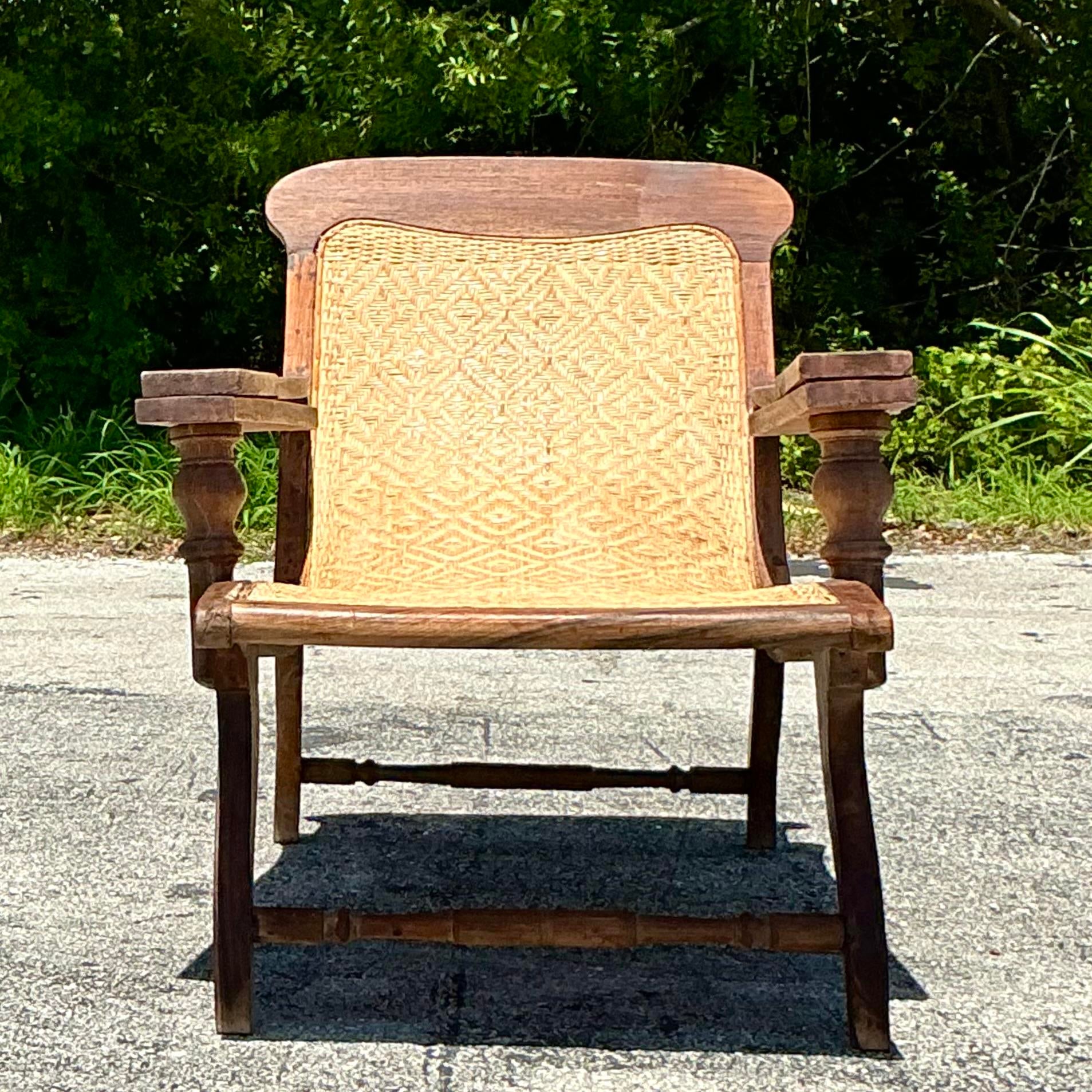 Vintage Boho Woven Rattan Plantation Chair Chairish