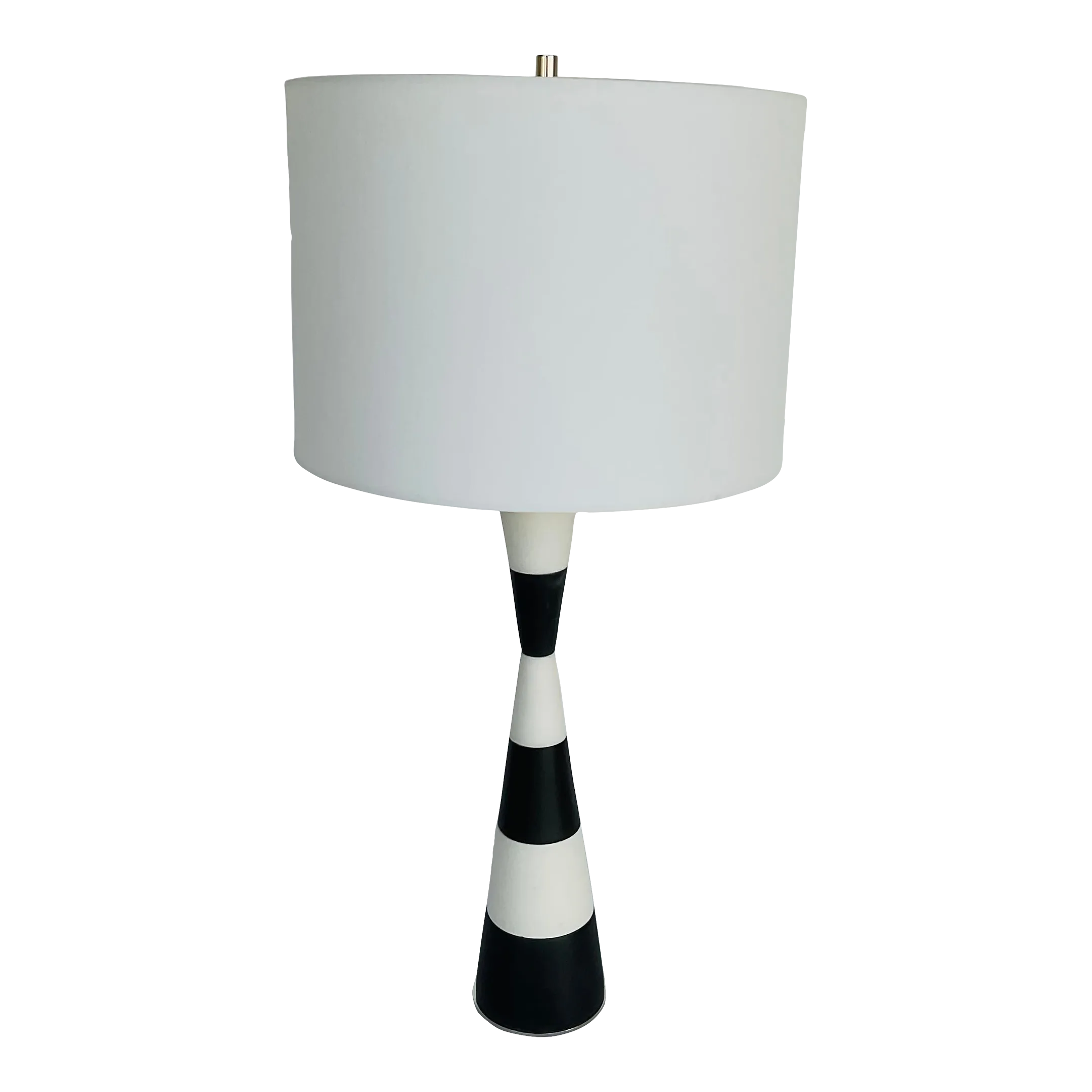 Modern Black and White Faux Stone Table Lamp | Chairish