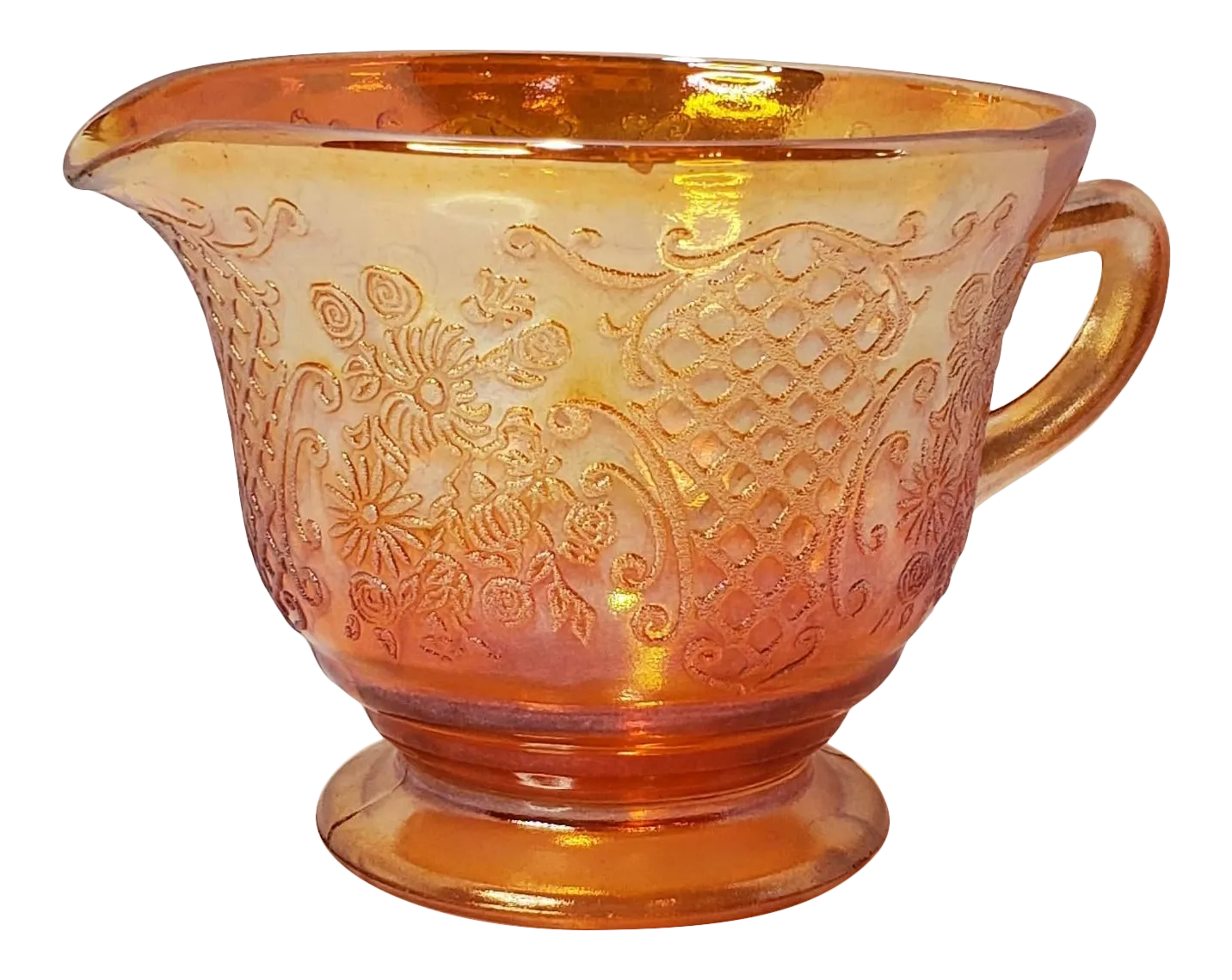 1930s Federal Glass Company Normandie Iridescent Footed Creamer Chairish