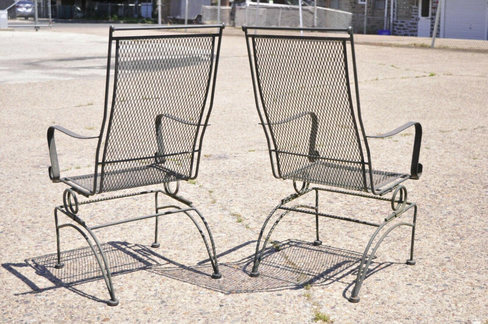 Wrought iron high back coil spring chair best sale