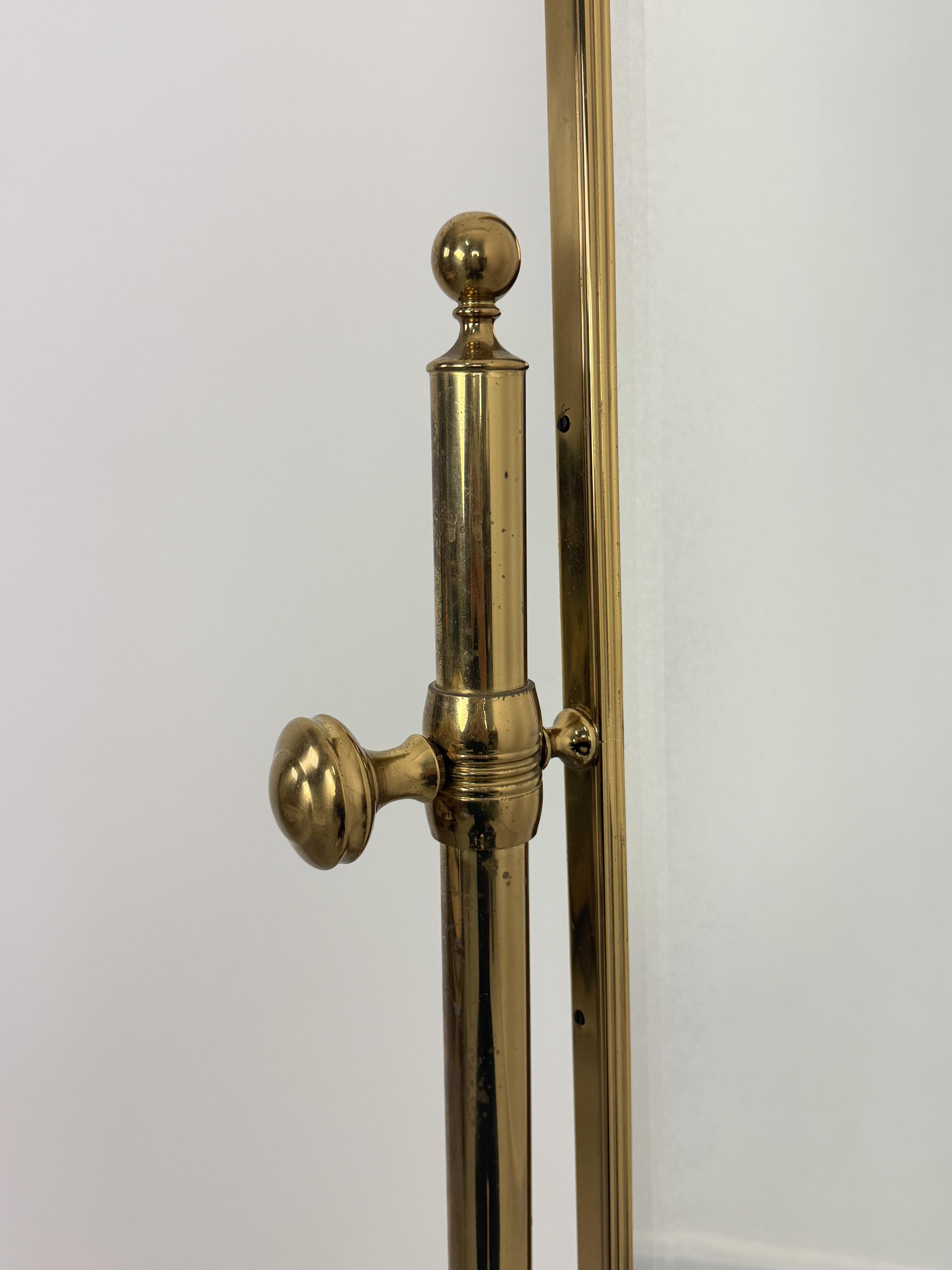 Adjustable Brass Floor Mirror in the style of Maison Jansen, 1970s