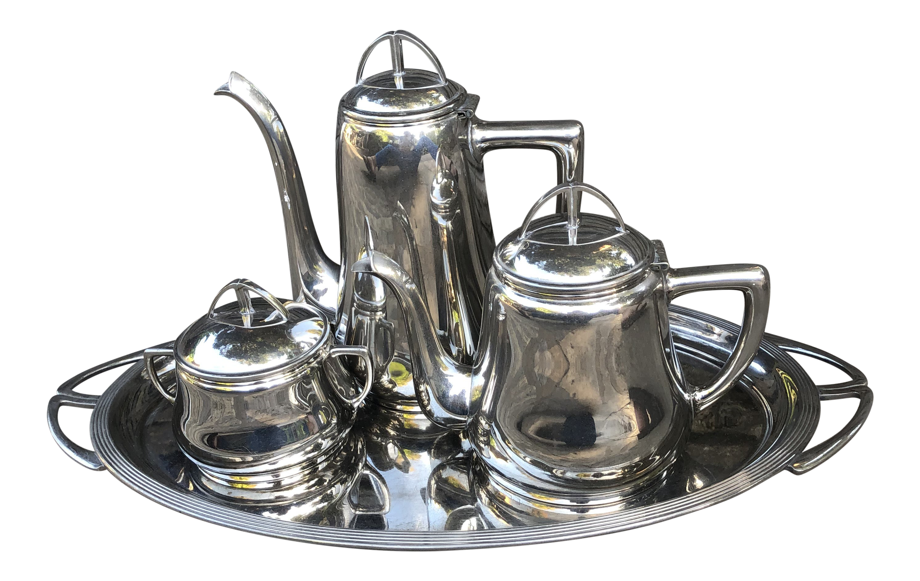 Art Deco Three Piece Silver Plate Coffee Set